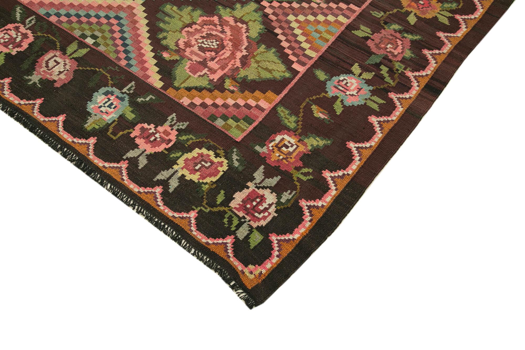 6 x 9 Black Vintage Moldovan Kilim Rug - 96