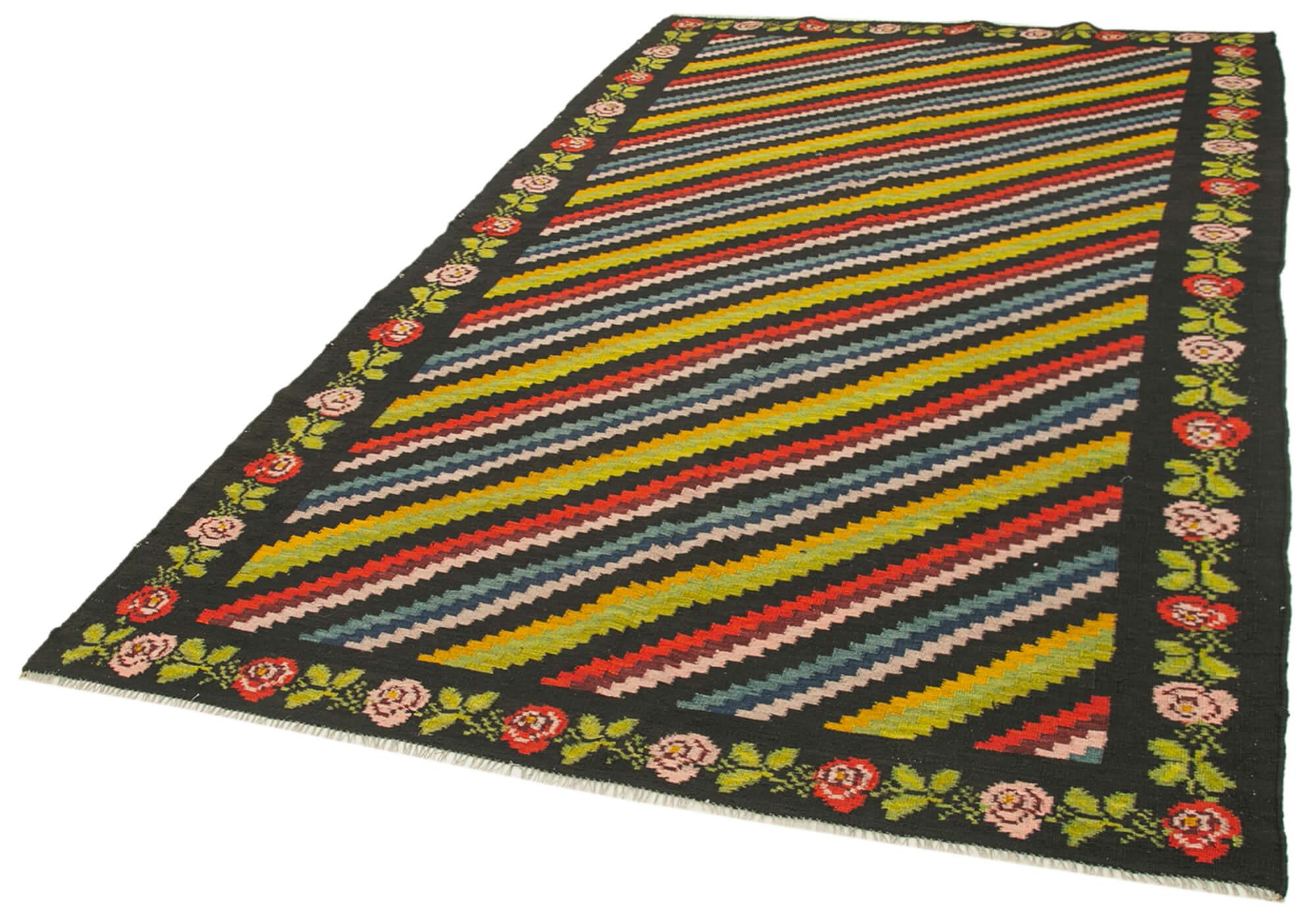 6 x 10 Black Vintage Moldovan Kilim Rug - 103