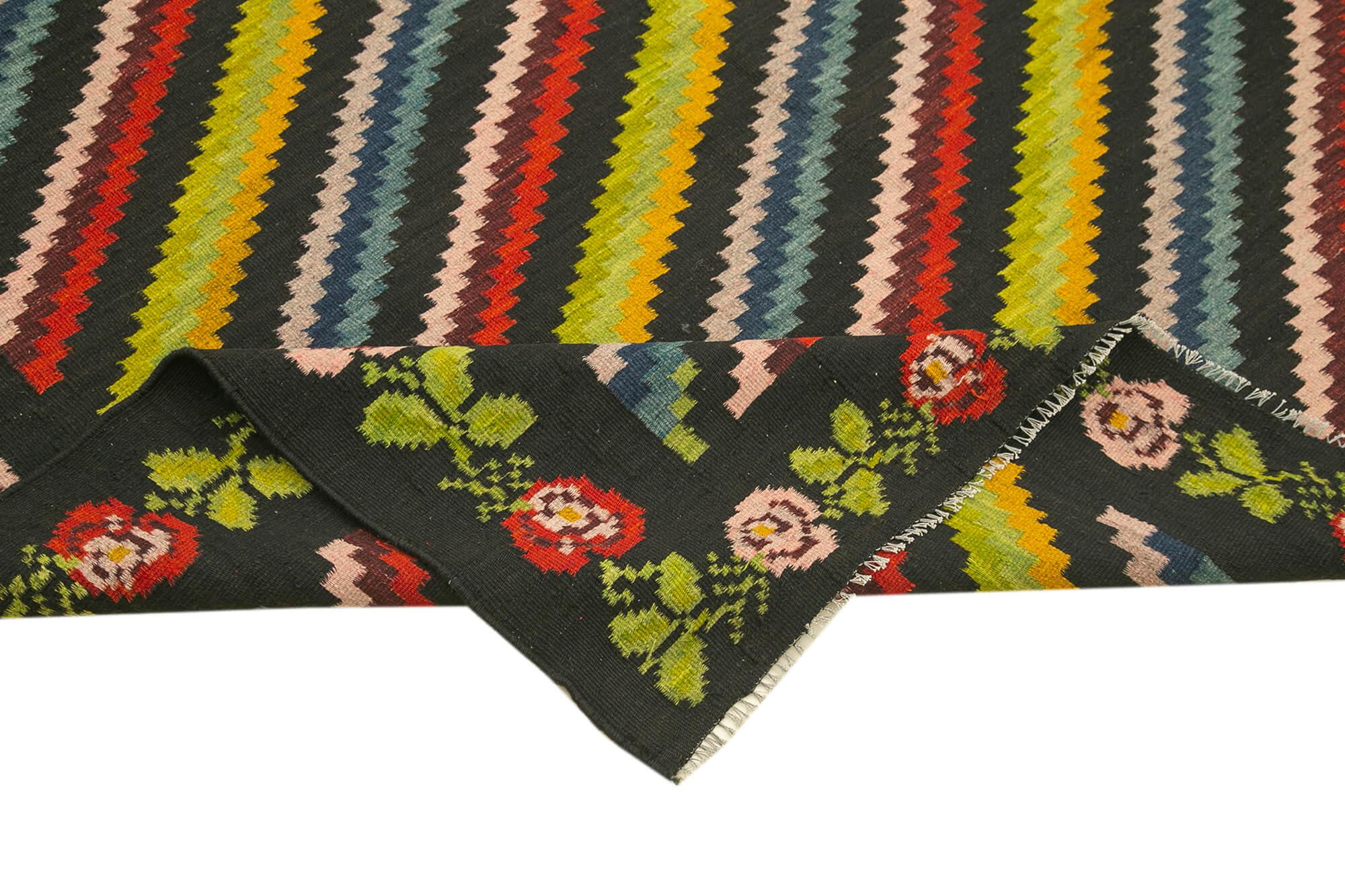 6 x 10 Black Vintage Moldovan Kilim Rug - 103