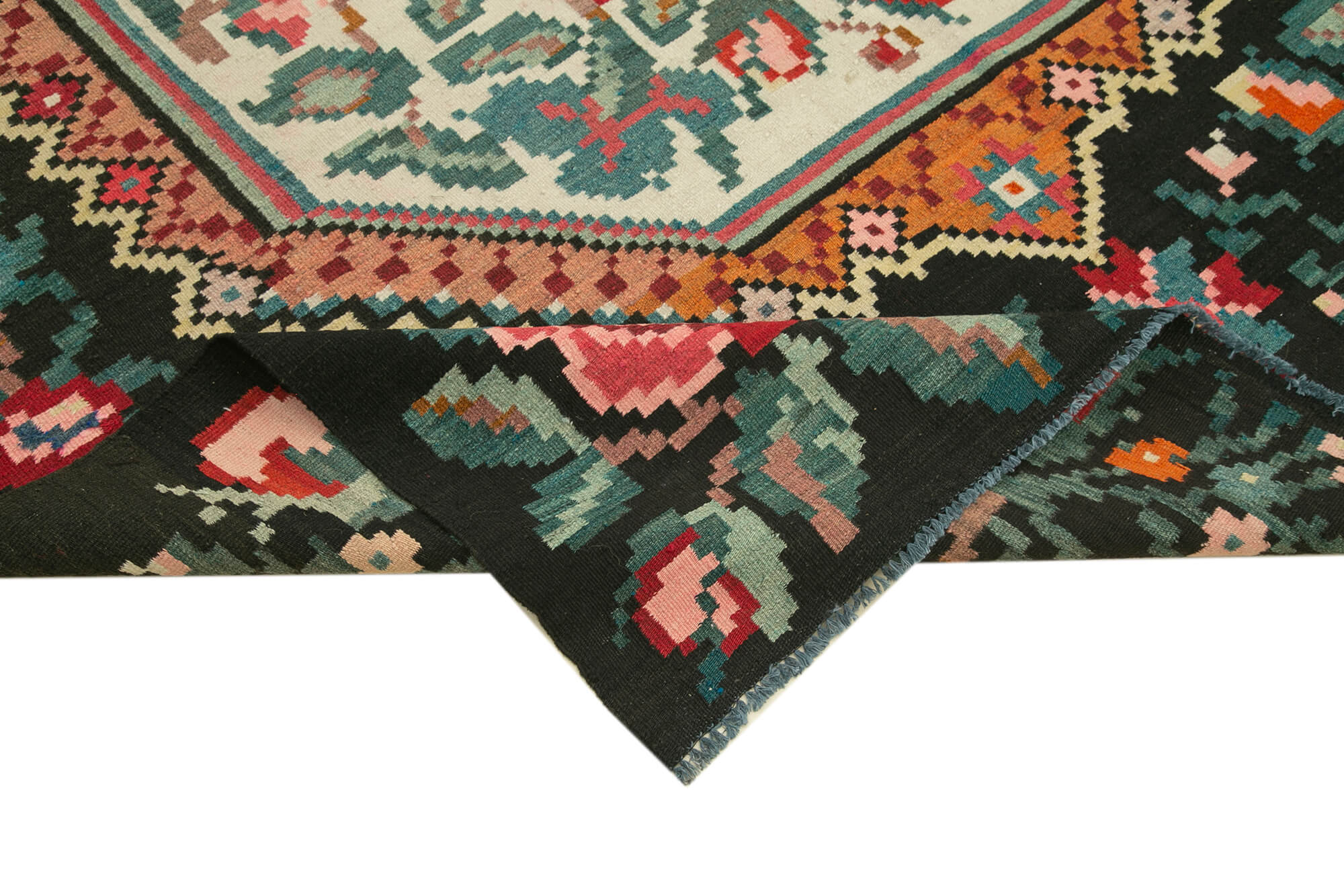 6 x 9 Black Vintage Moldovan Kilim Rug - 110