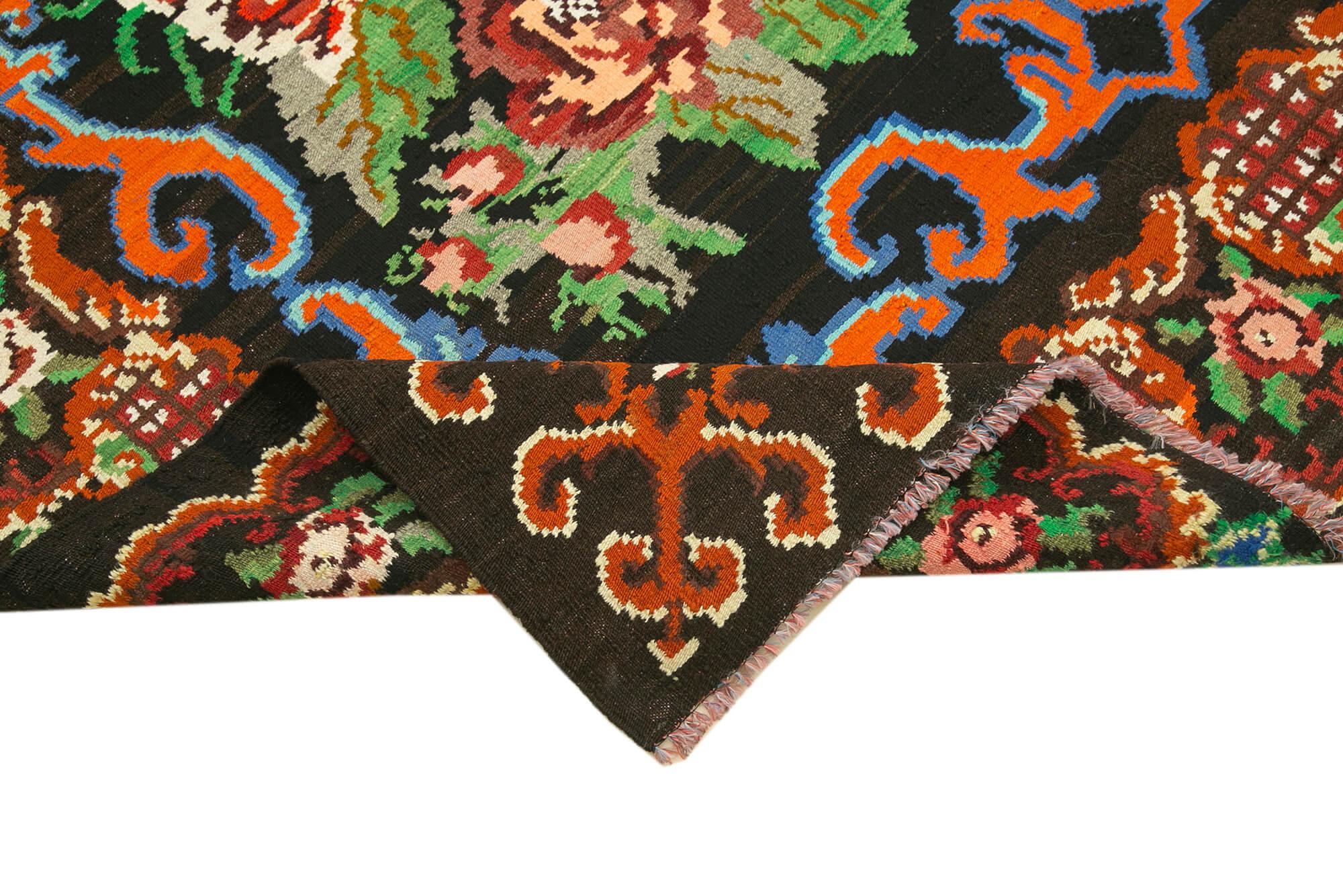 6 x 9 Black Vintage Moldovan Kilim Rug - 112