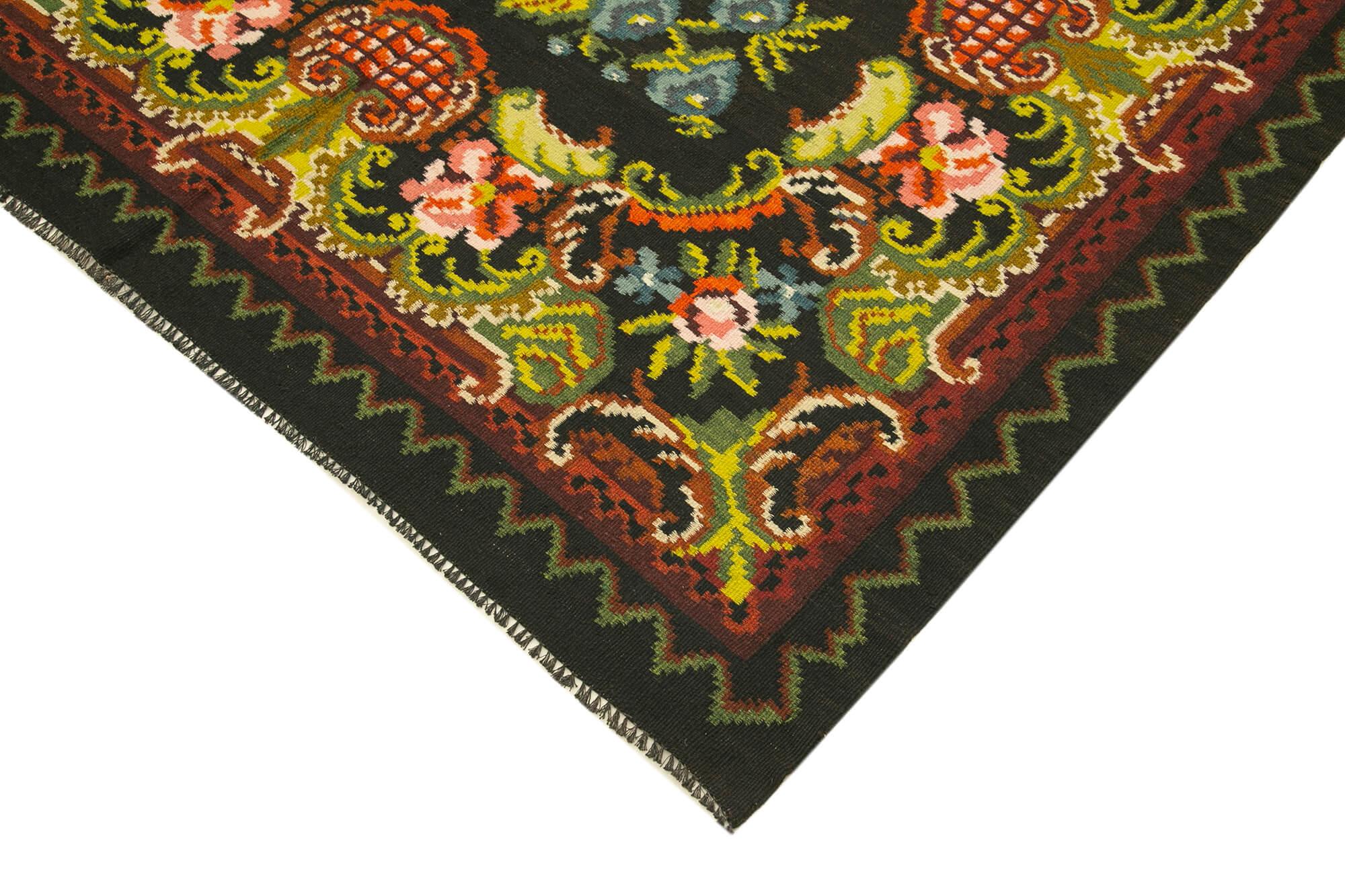 6 x 10 Black Vintage Moldovan Kilim Rug - 139