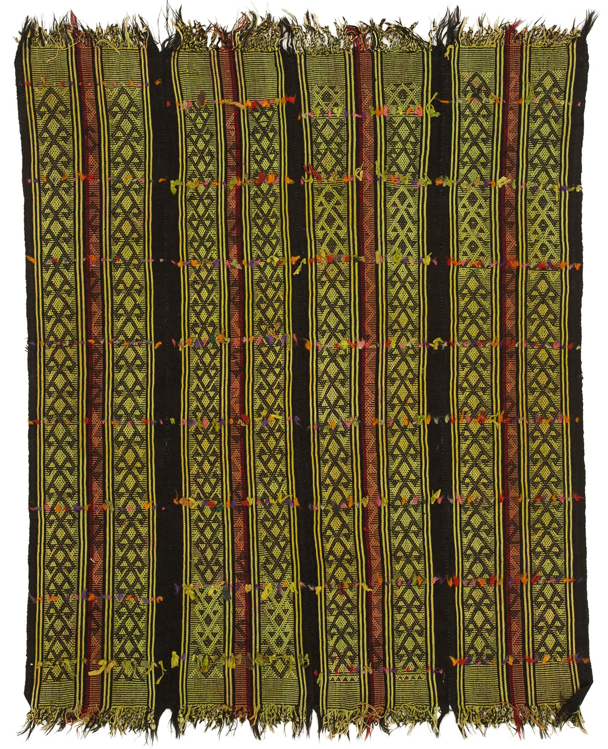 6 x 7 Green Oriental Kilim Rug - 794