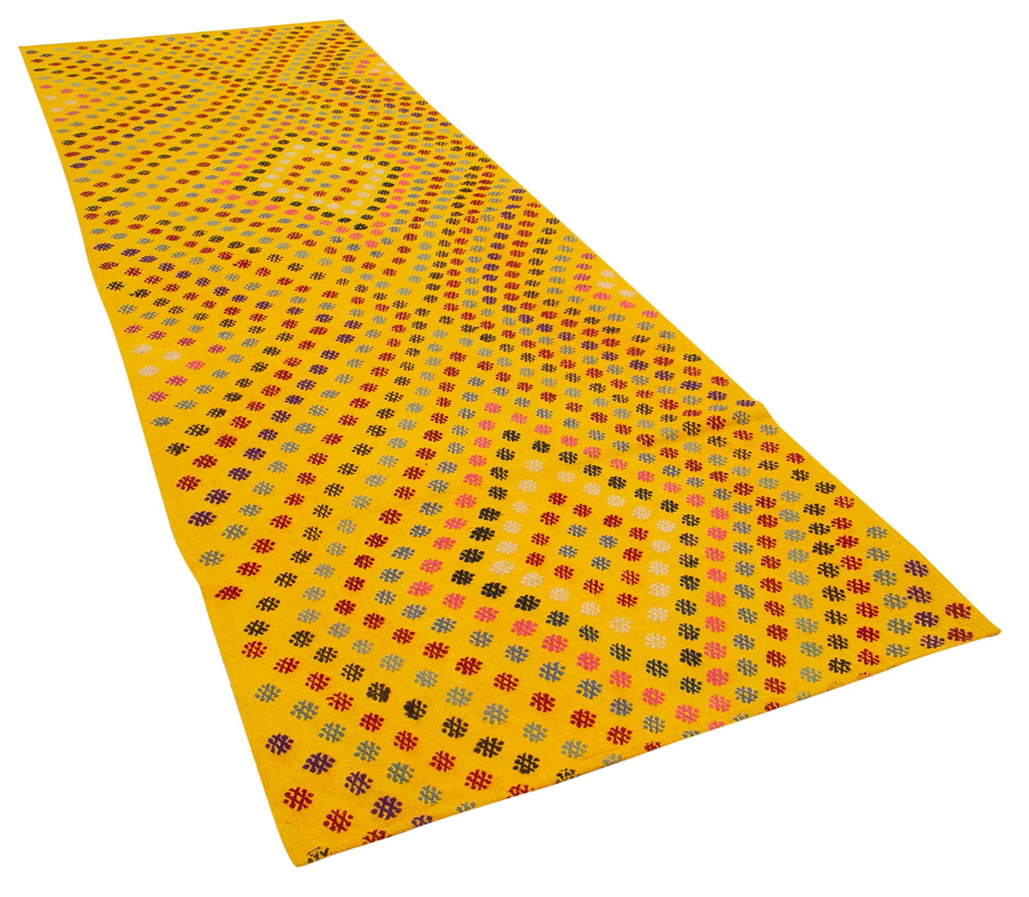 4 x 12 Yellow Oriental Kilim Runner Rug - 836