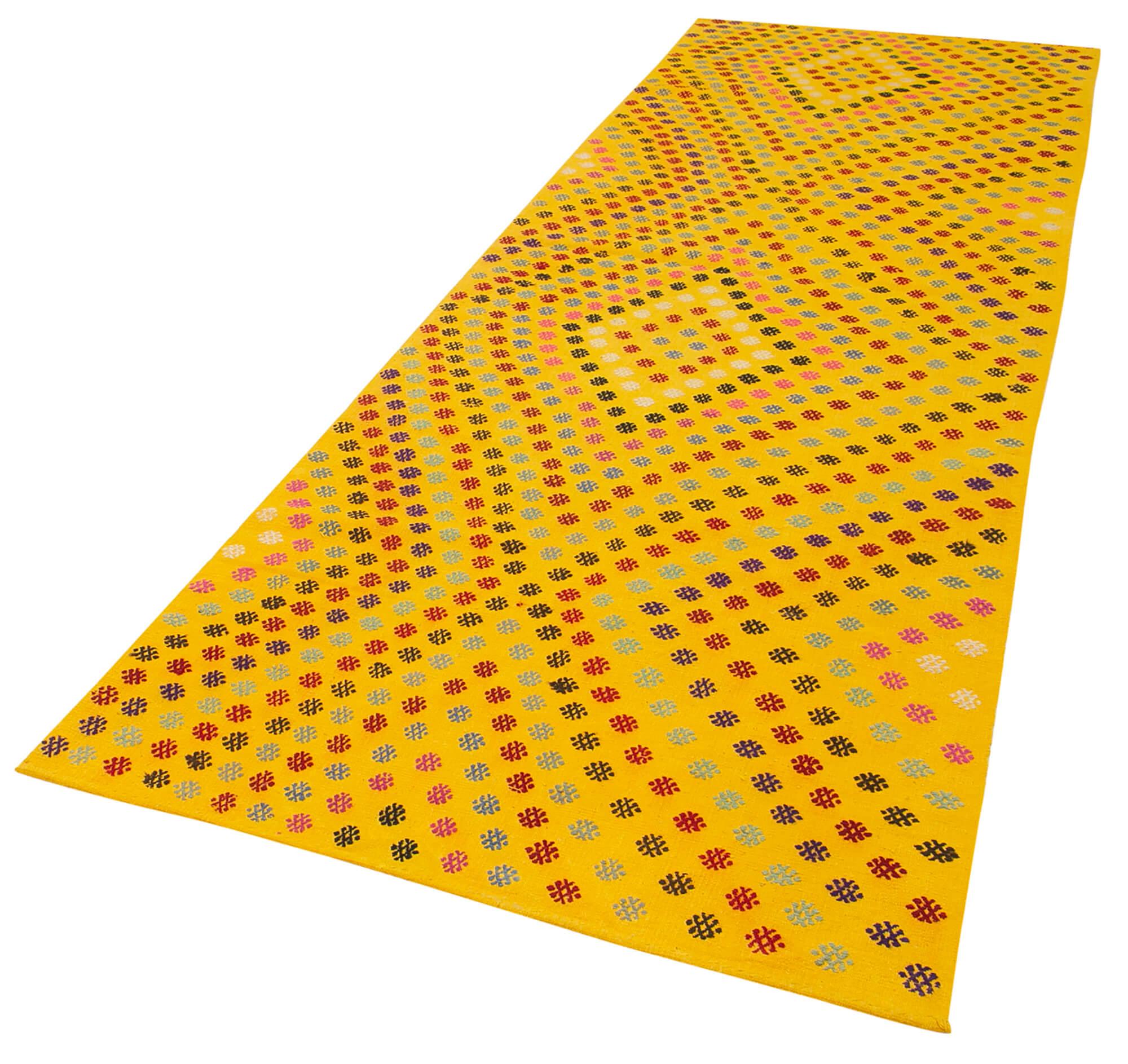 4 x 12 Yellow Oriental Kilim Runner Rug - 836