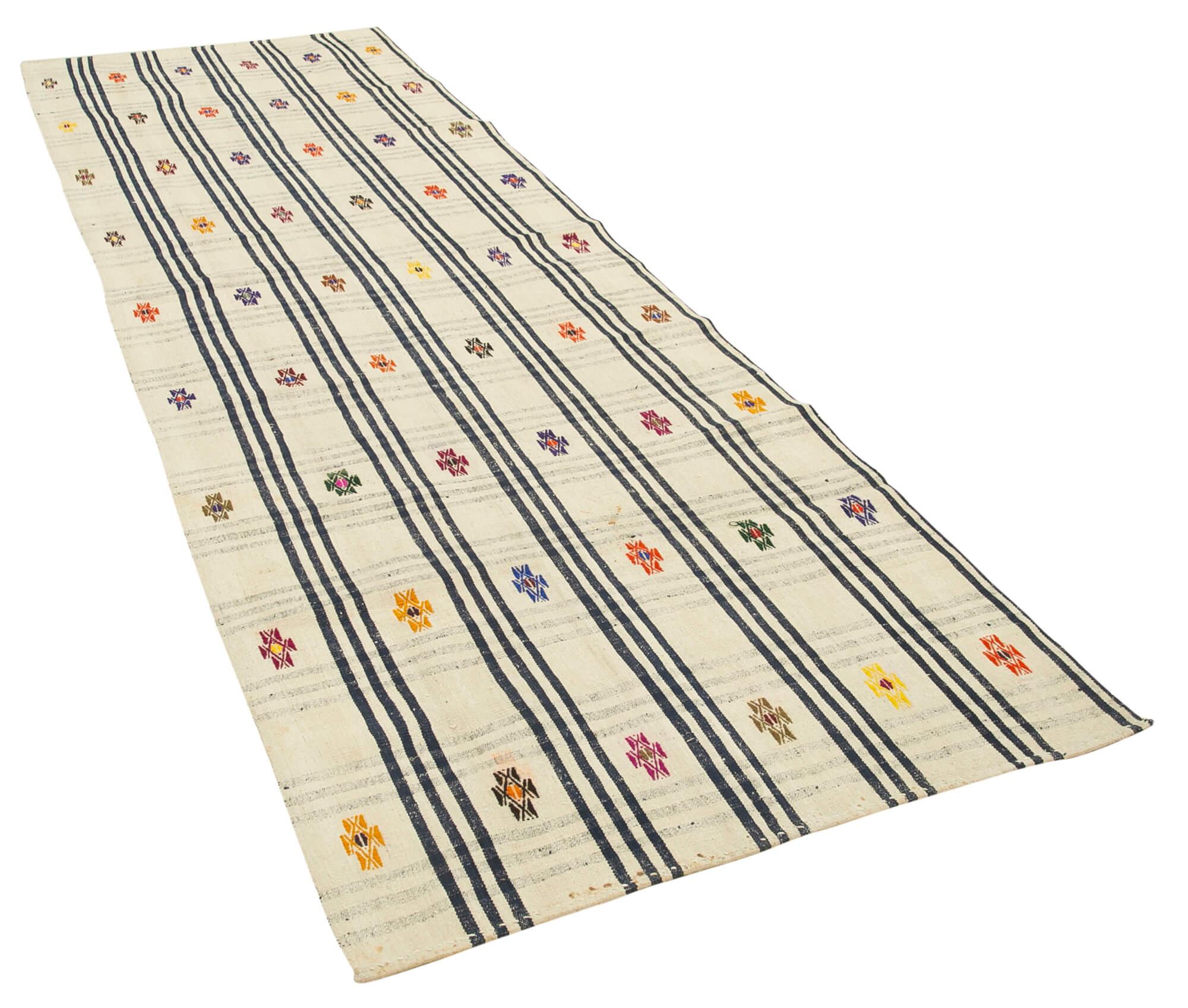 4 x 12 Beige Oriental Kilim Runner Rug - 843