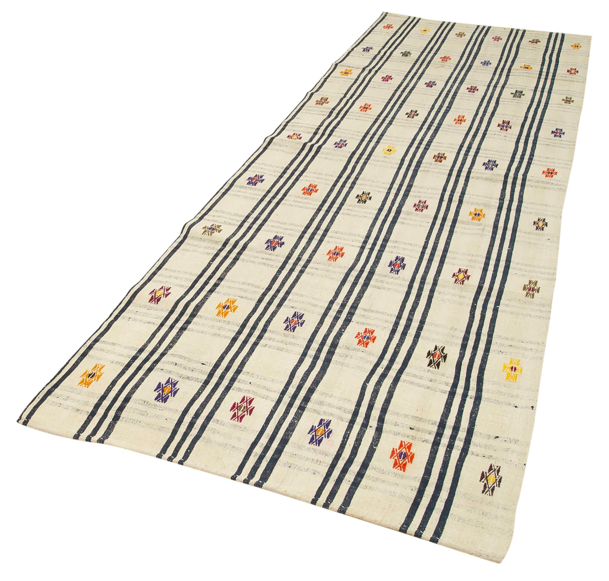 4 x 12 Beige Oriental Kilim Runner Rug - 843