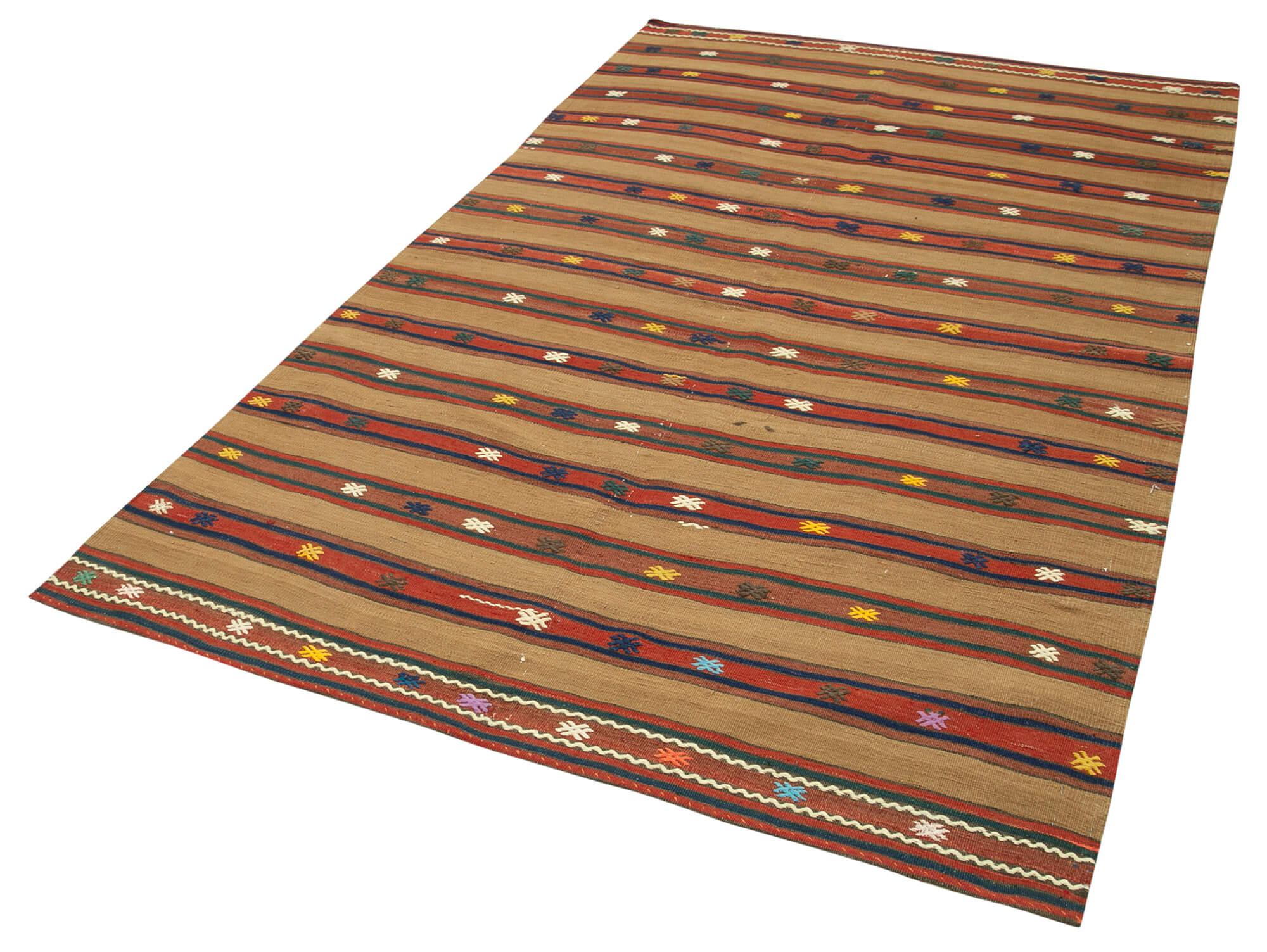 5 x 8 Brown Oriental Kilim Rug - 875