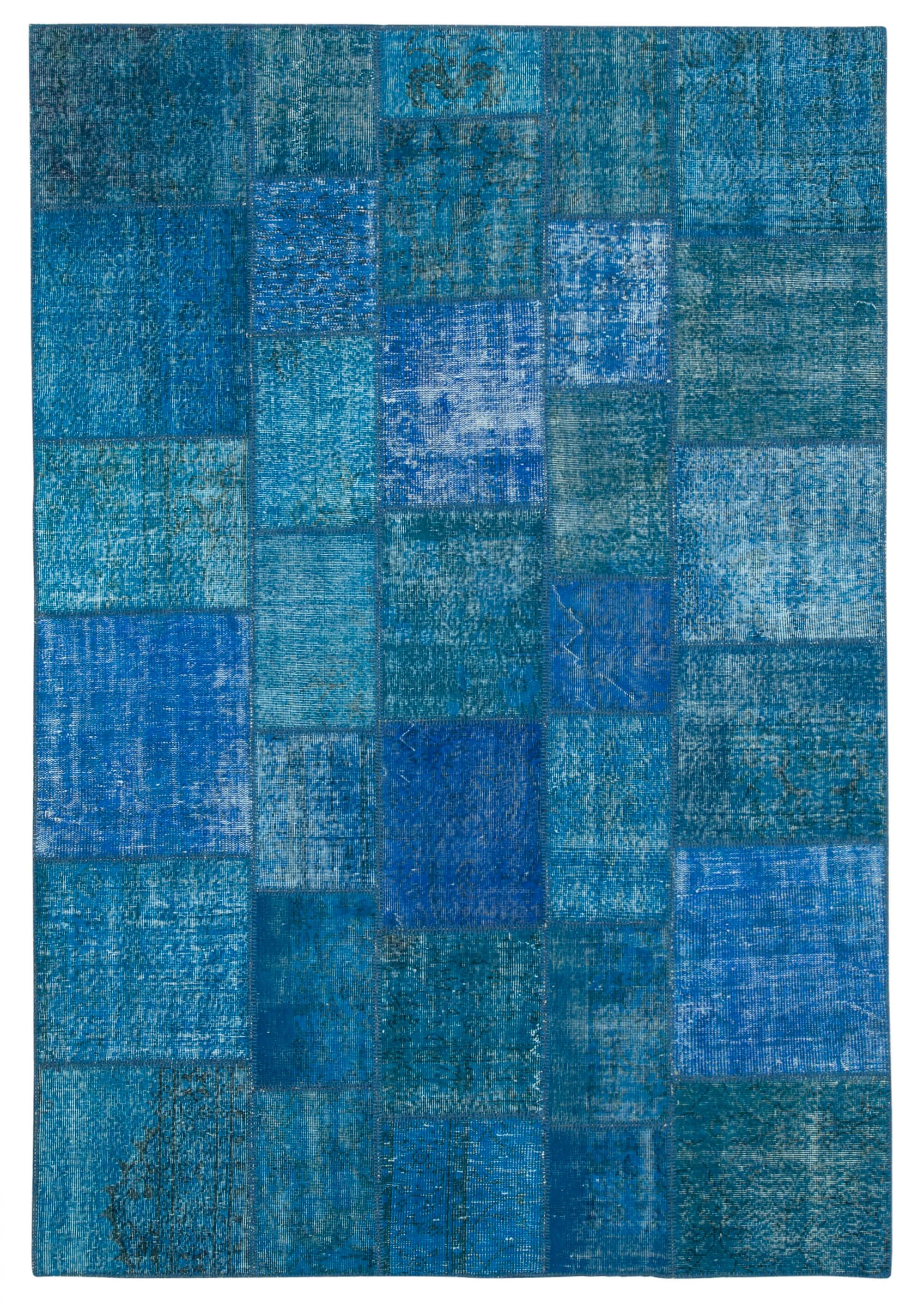 7 x 10 Blue Patchwork Rug - 698