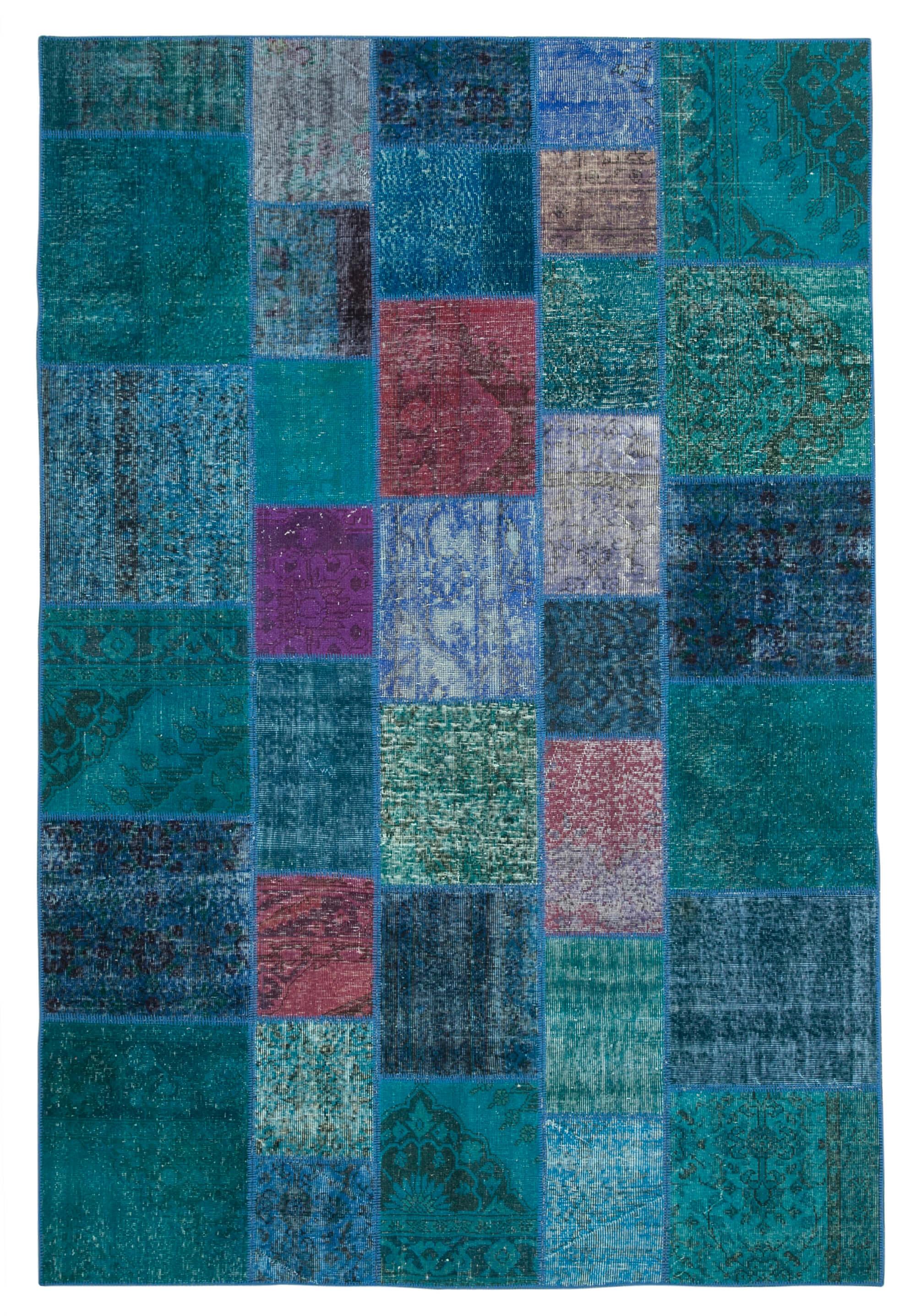 7 x 10 Turquoise Patchwork Rug - 702