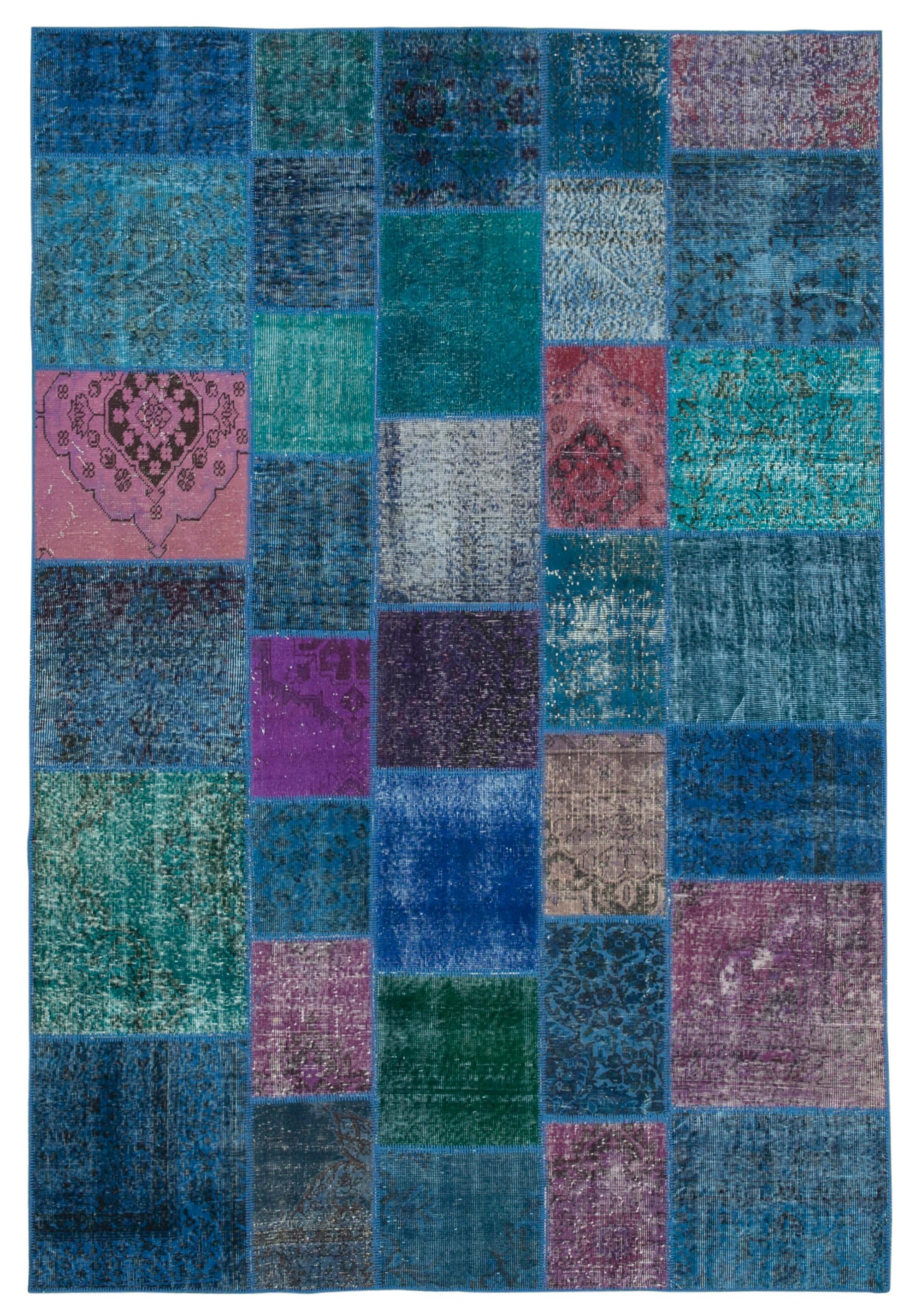 7 x 10 Blue Patchwork Rug - 709