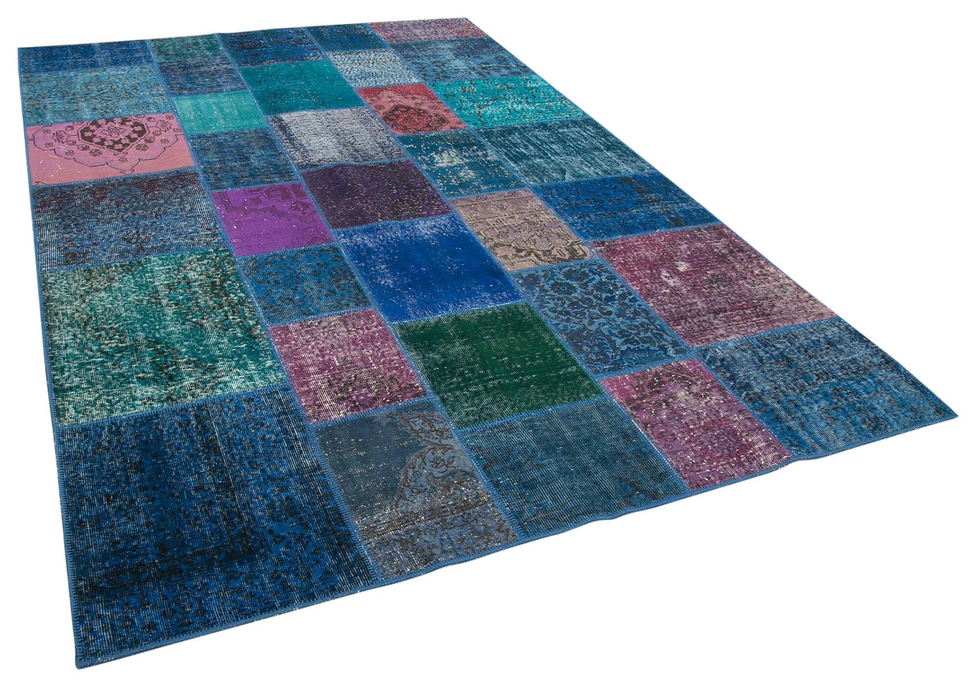 7 x 10 Blue Patchwork Rug - 709