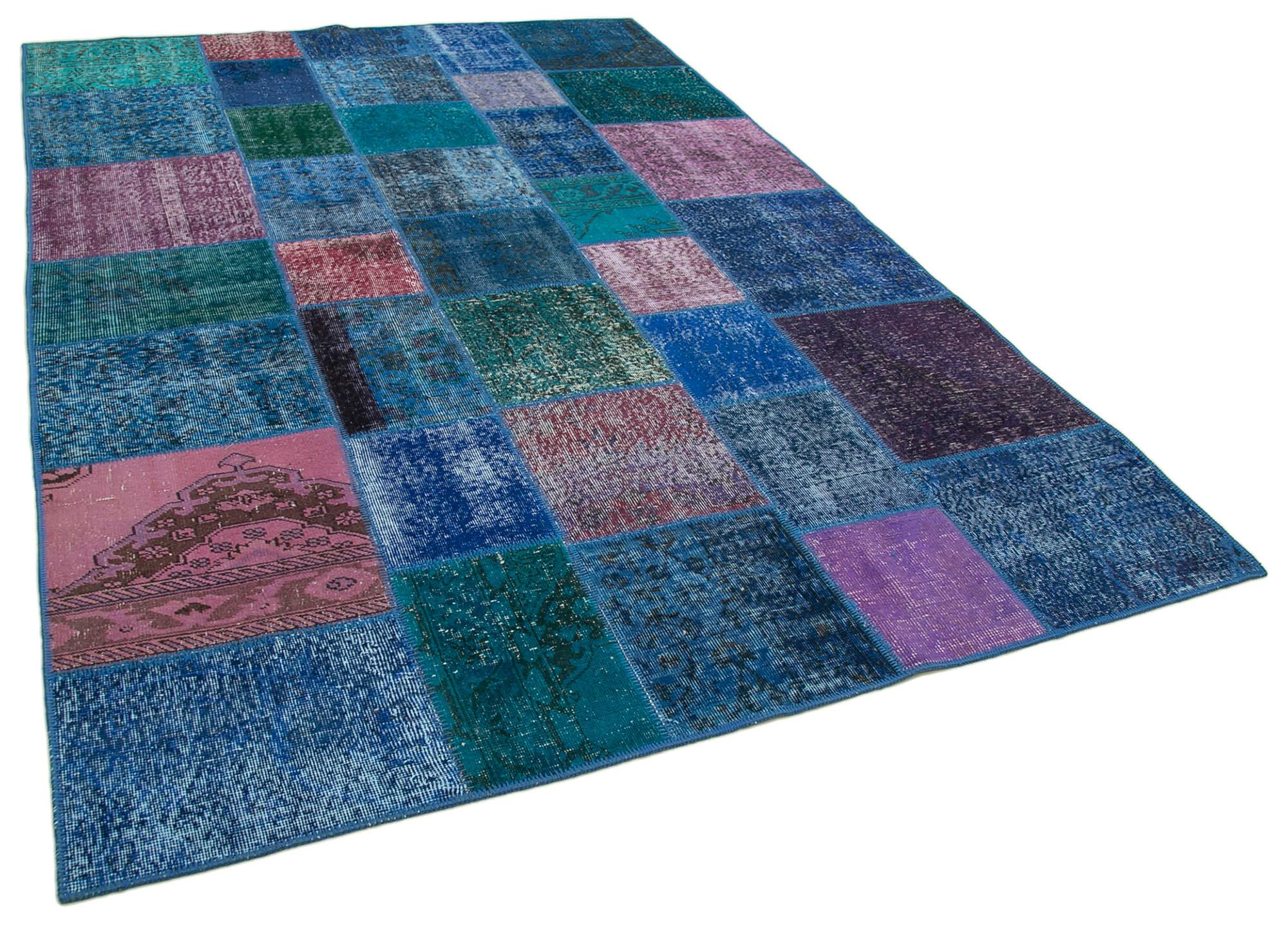 7 x 10 Blue Patchwork Rug - 713