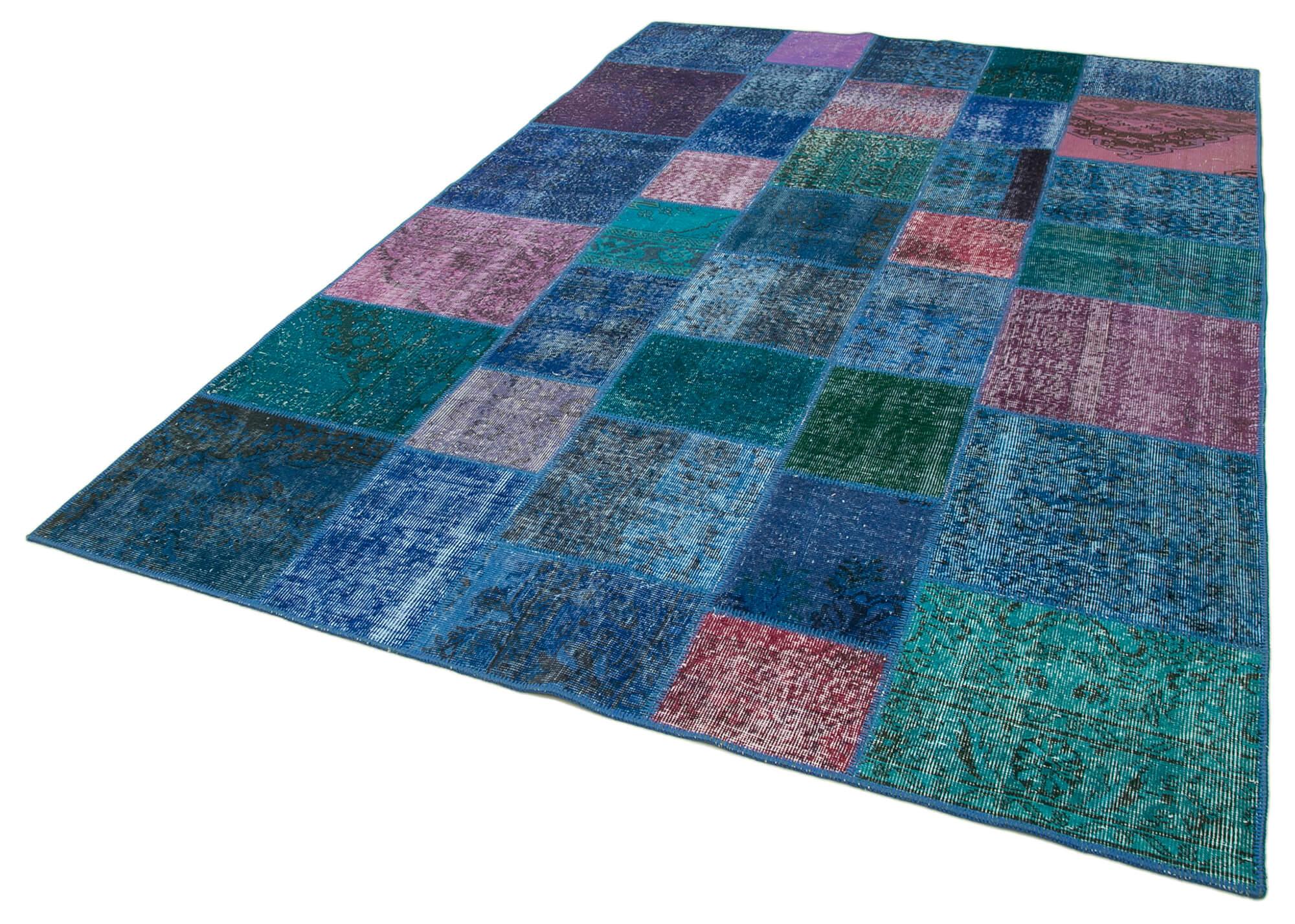 7 x 10 Blue Patchwork Rug - 713