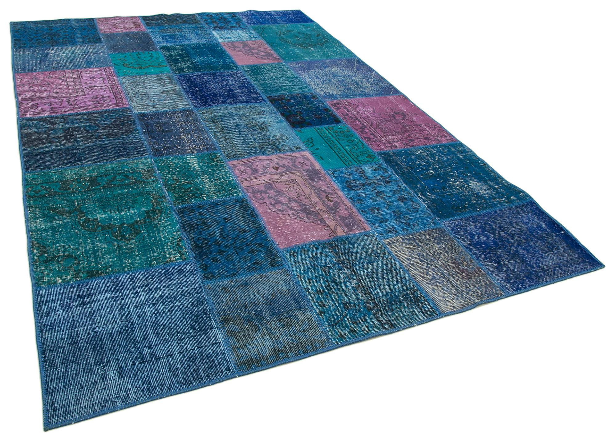 7 x 10 Blue Patchwork Rug - 715