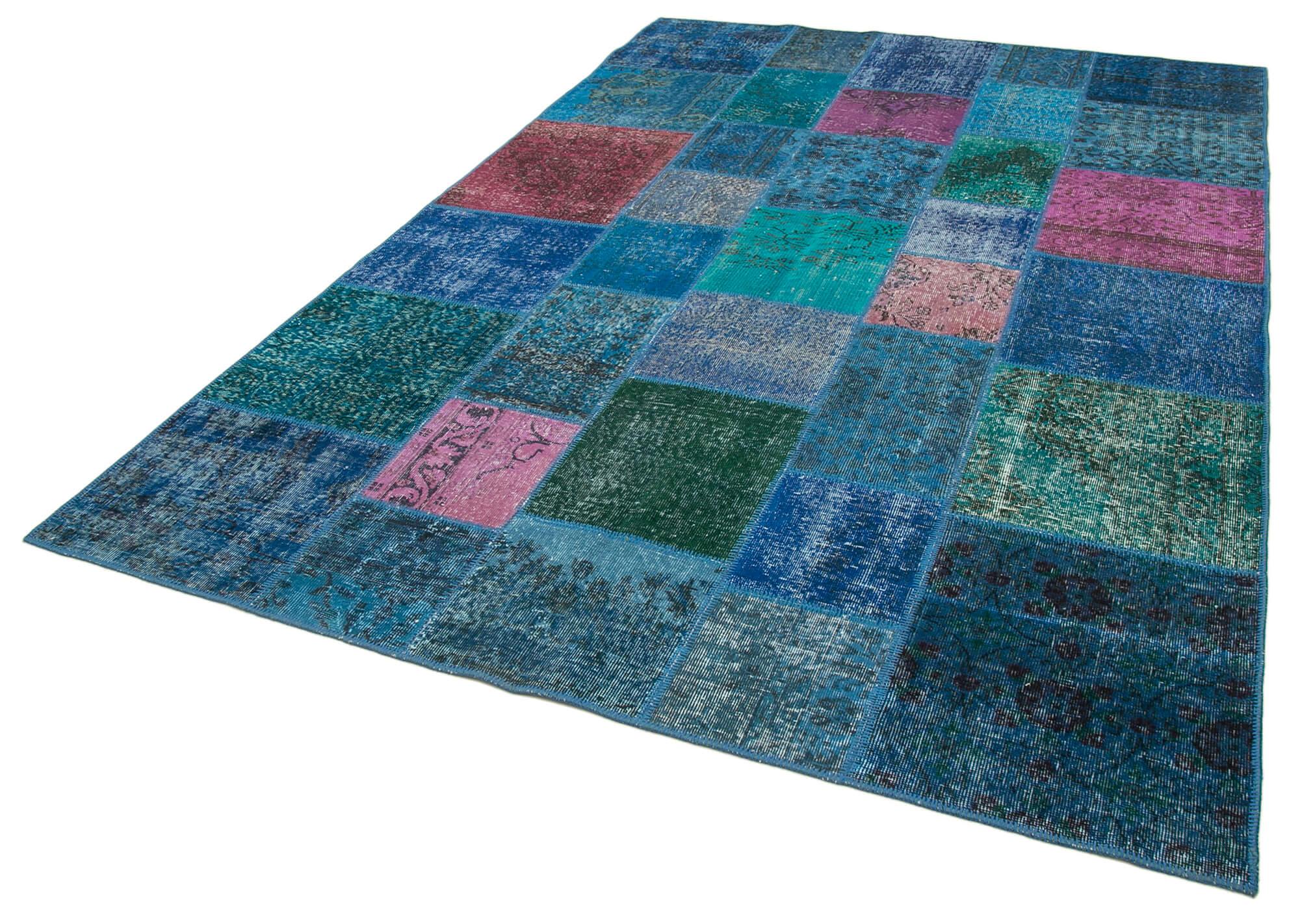 7 x 10 Blue Patchwork Rug - 717