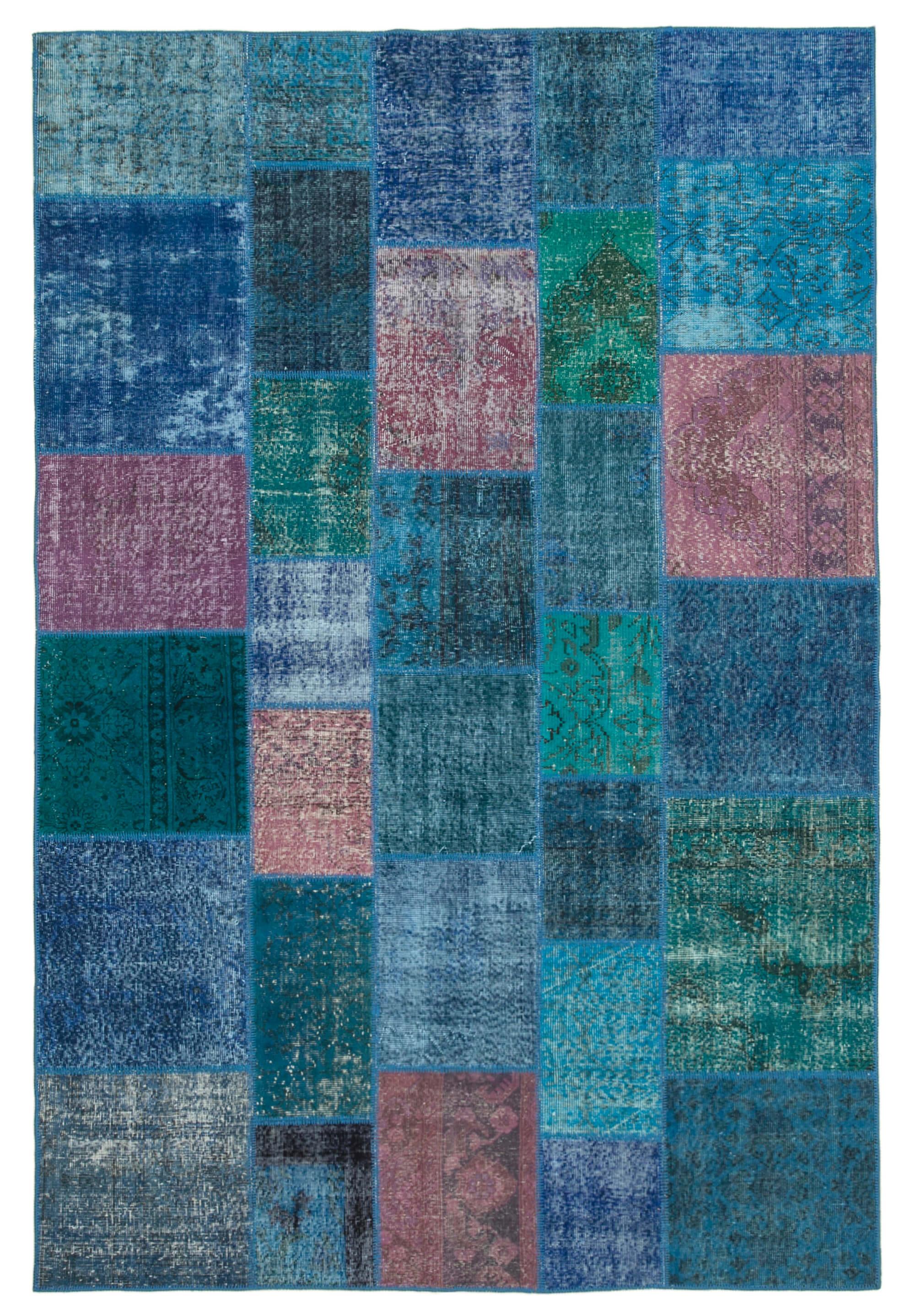 7 x 10 Blue Patchwork Rug - 722