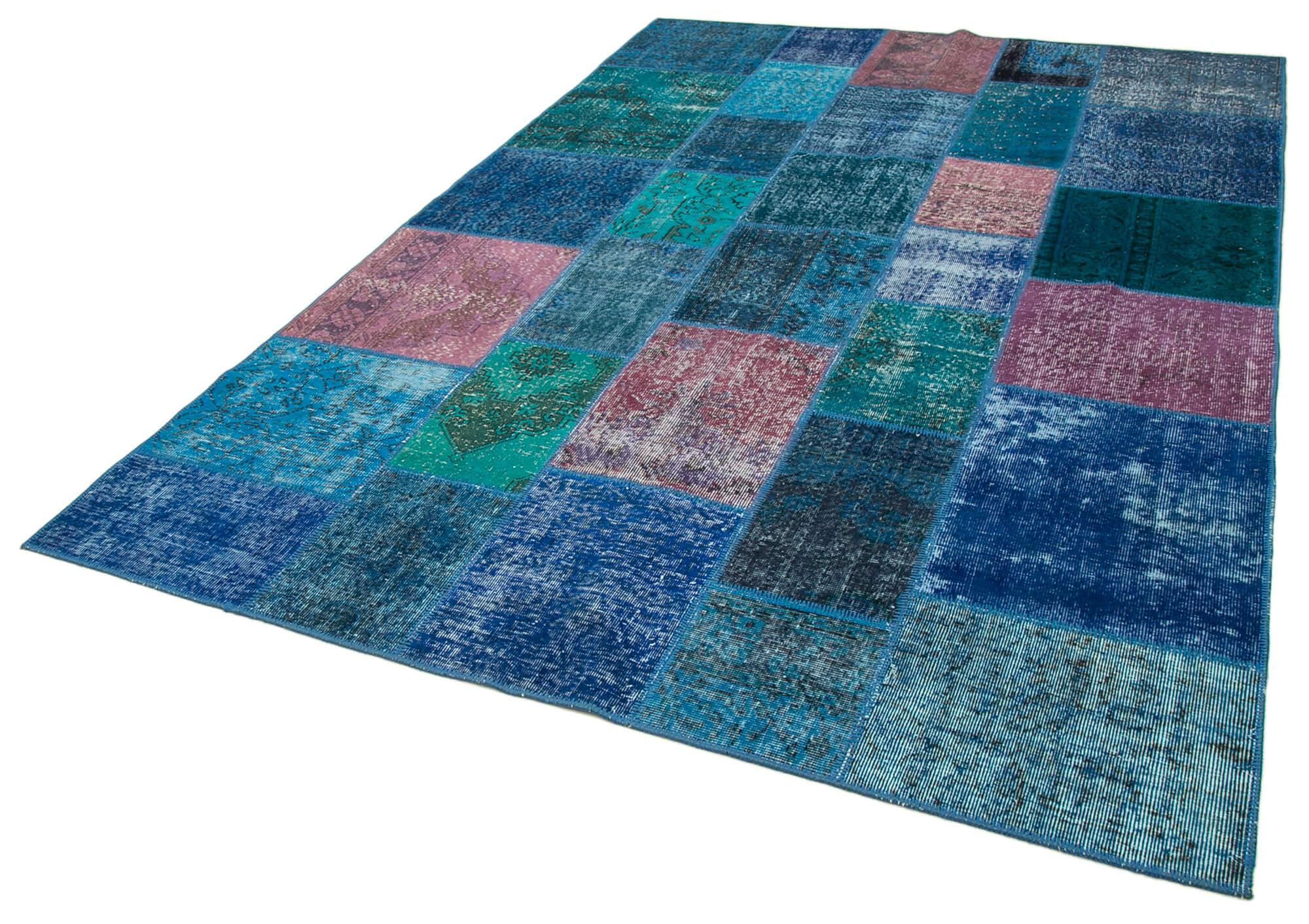 7 x 10 Blue Patchwork Rug - 722