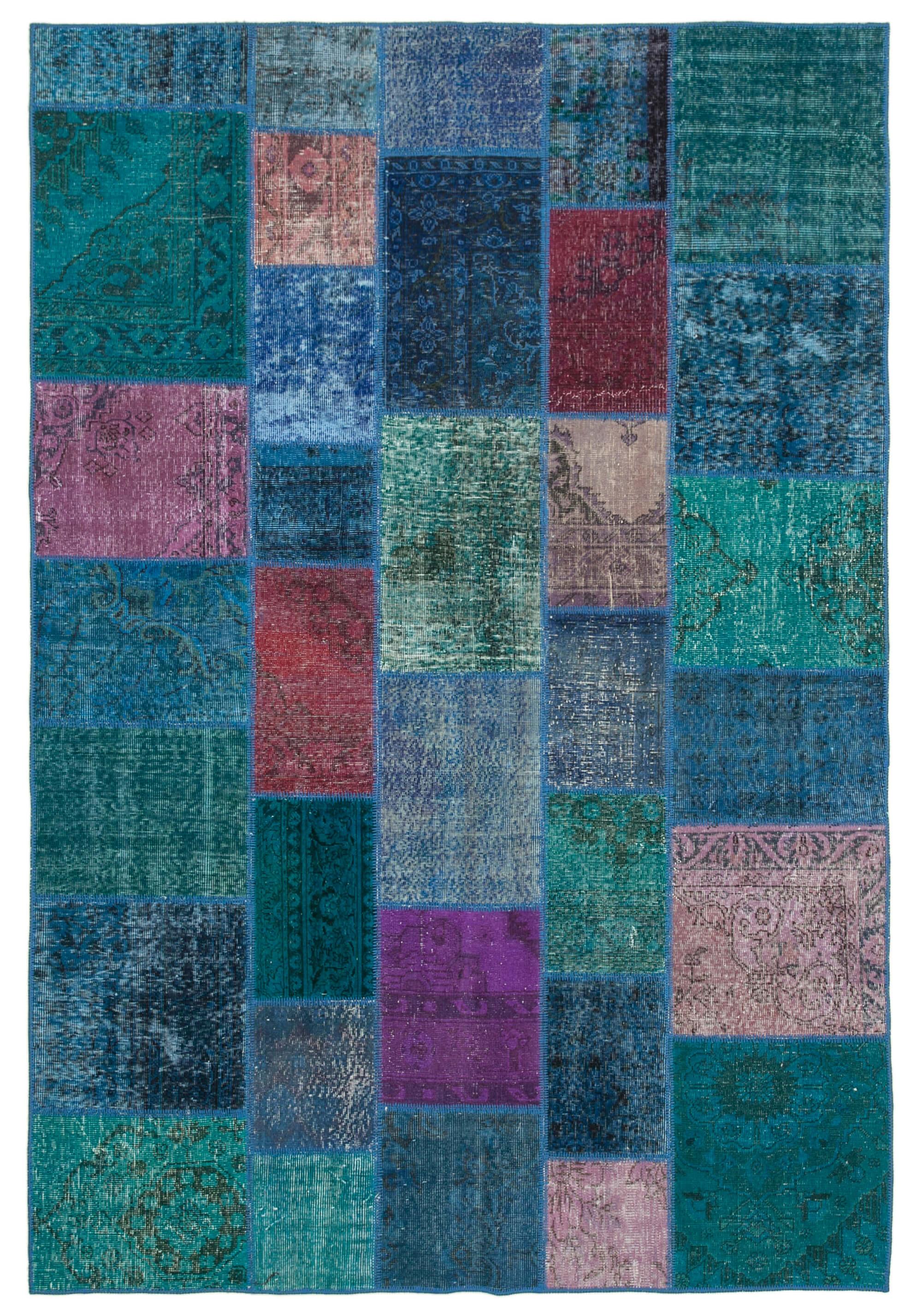 7 x 10 Blue Patchwork Rug - 725