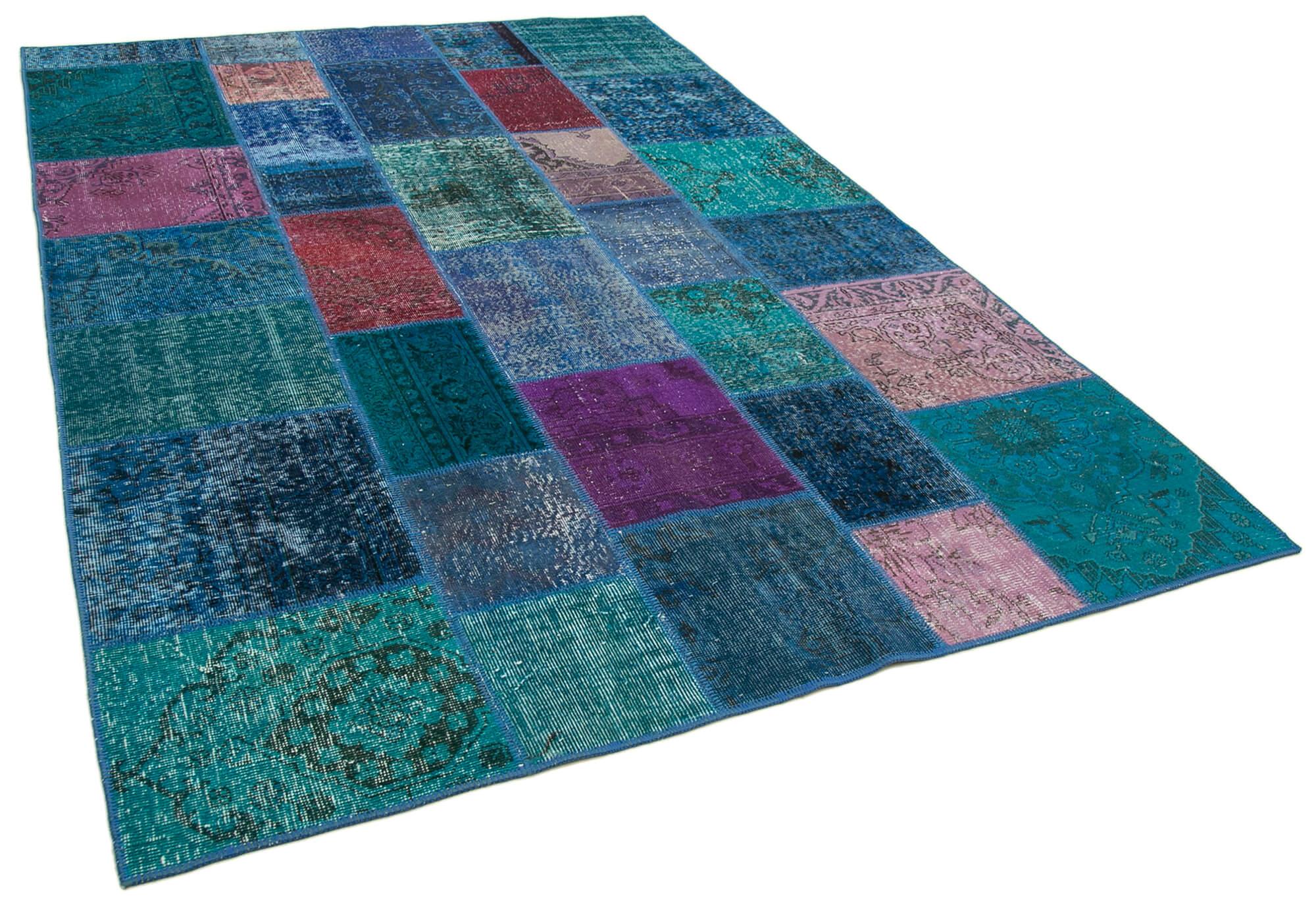 7 x 10 Blue Patchwork Rug - 725