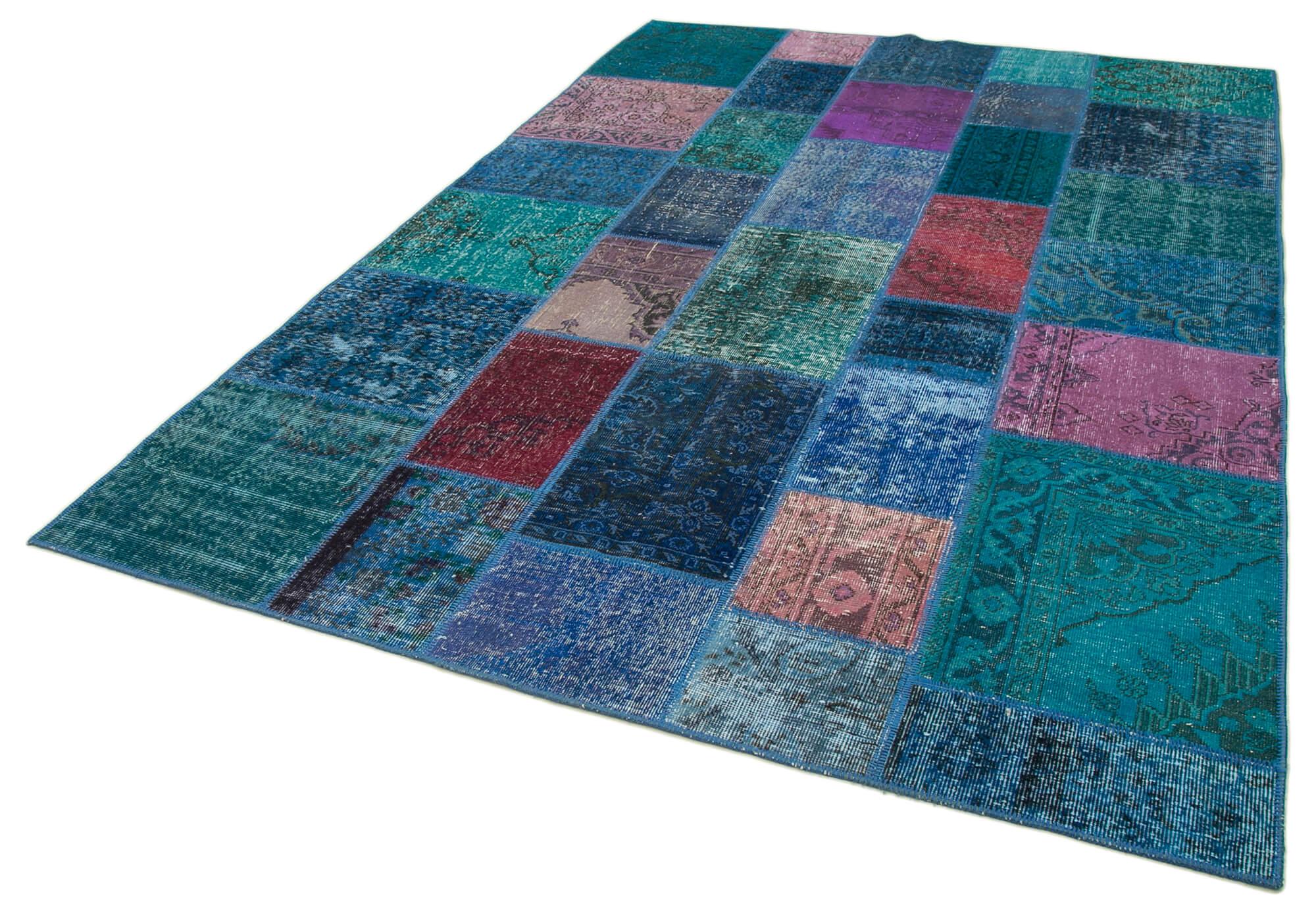 7 x 10 Blue Patchwork Rug - 725