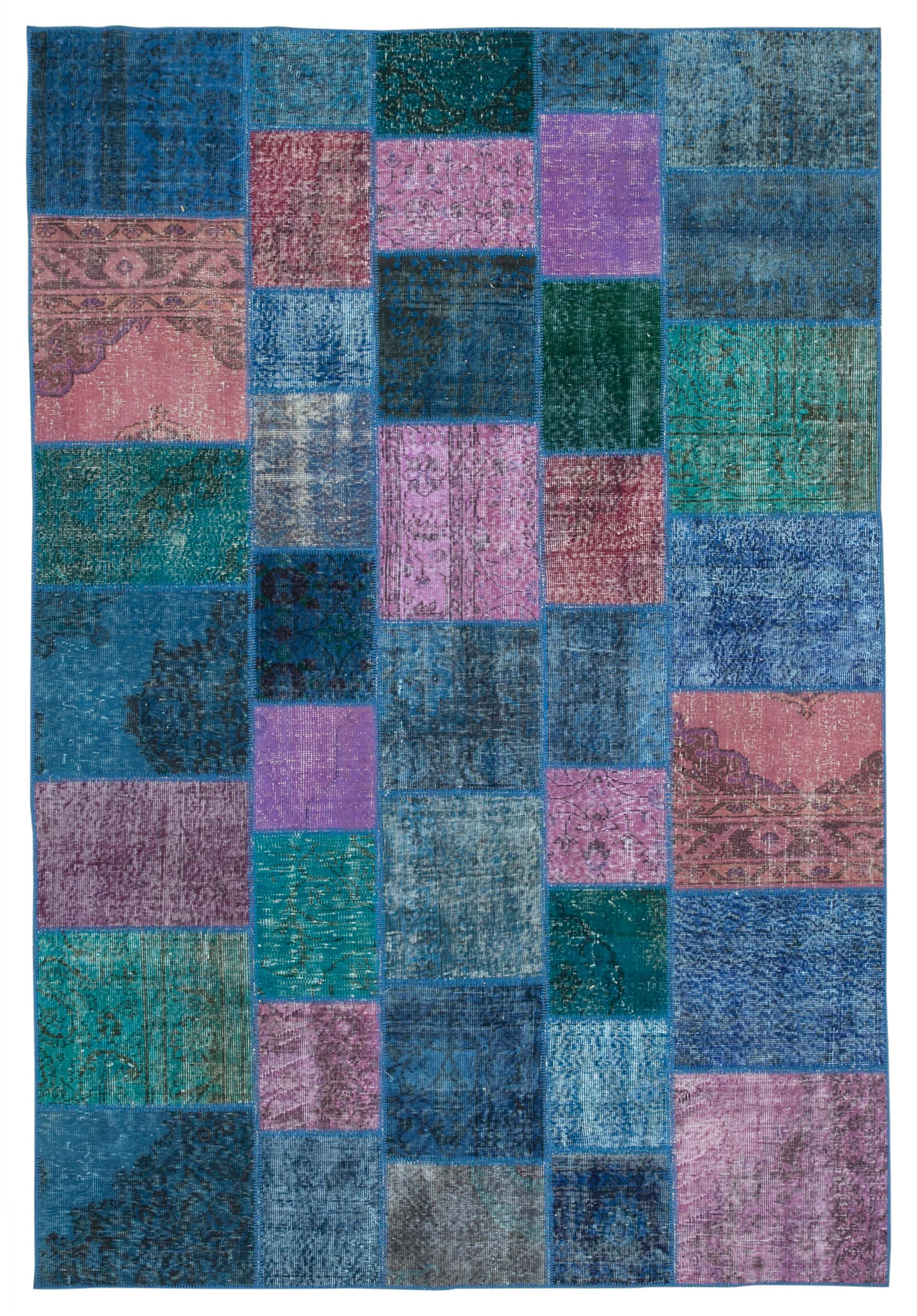 7 x 10 Blue Patchwork Rug - 727