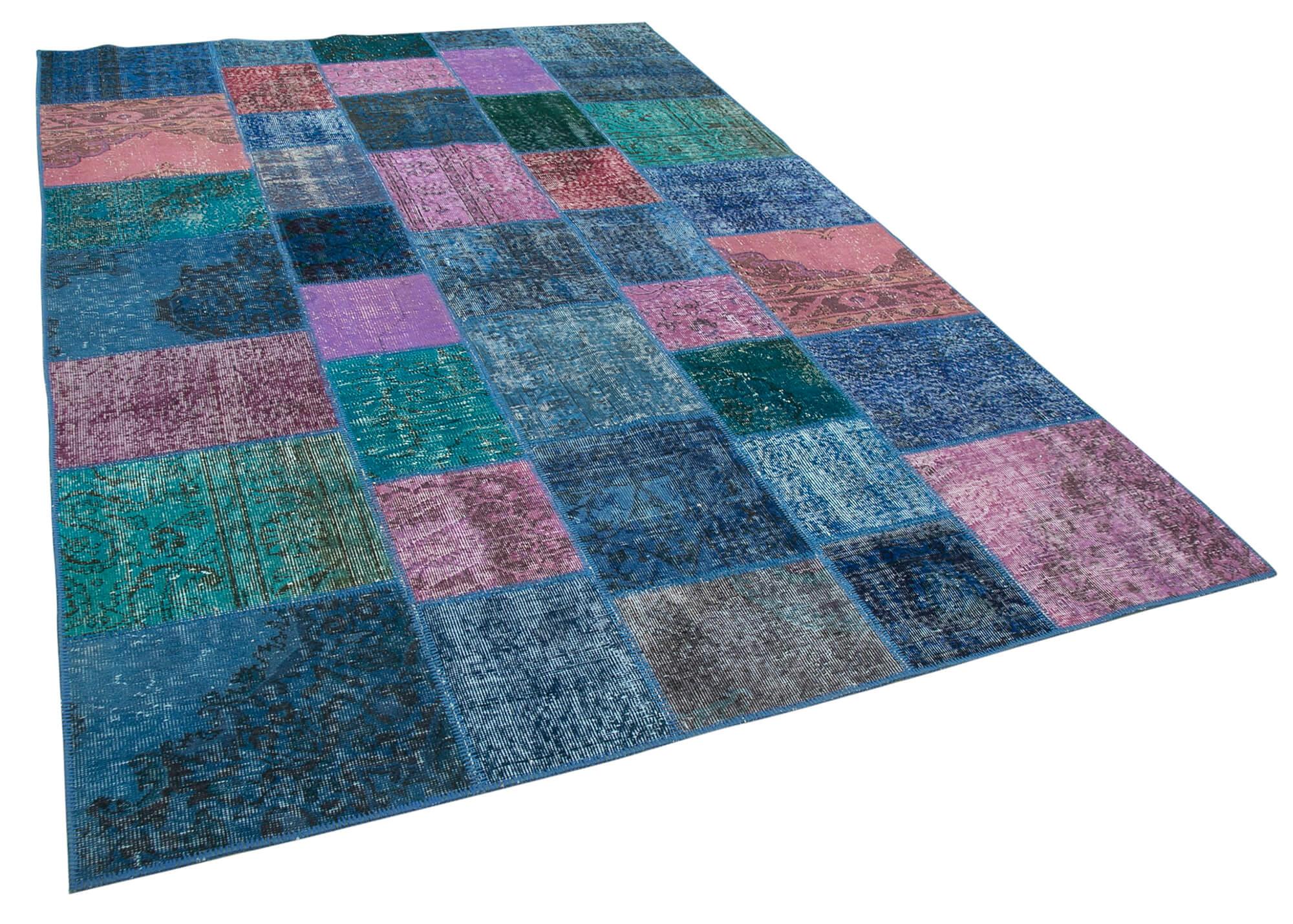 7 x 10 Blue Patchwork Rug - 727