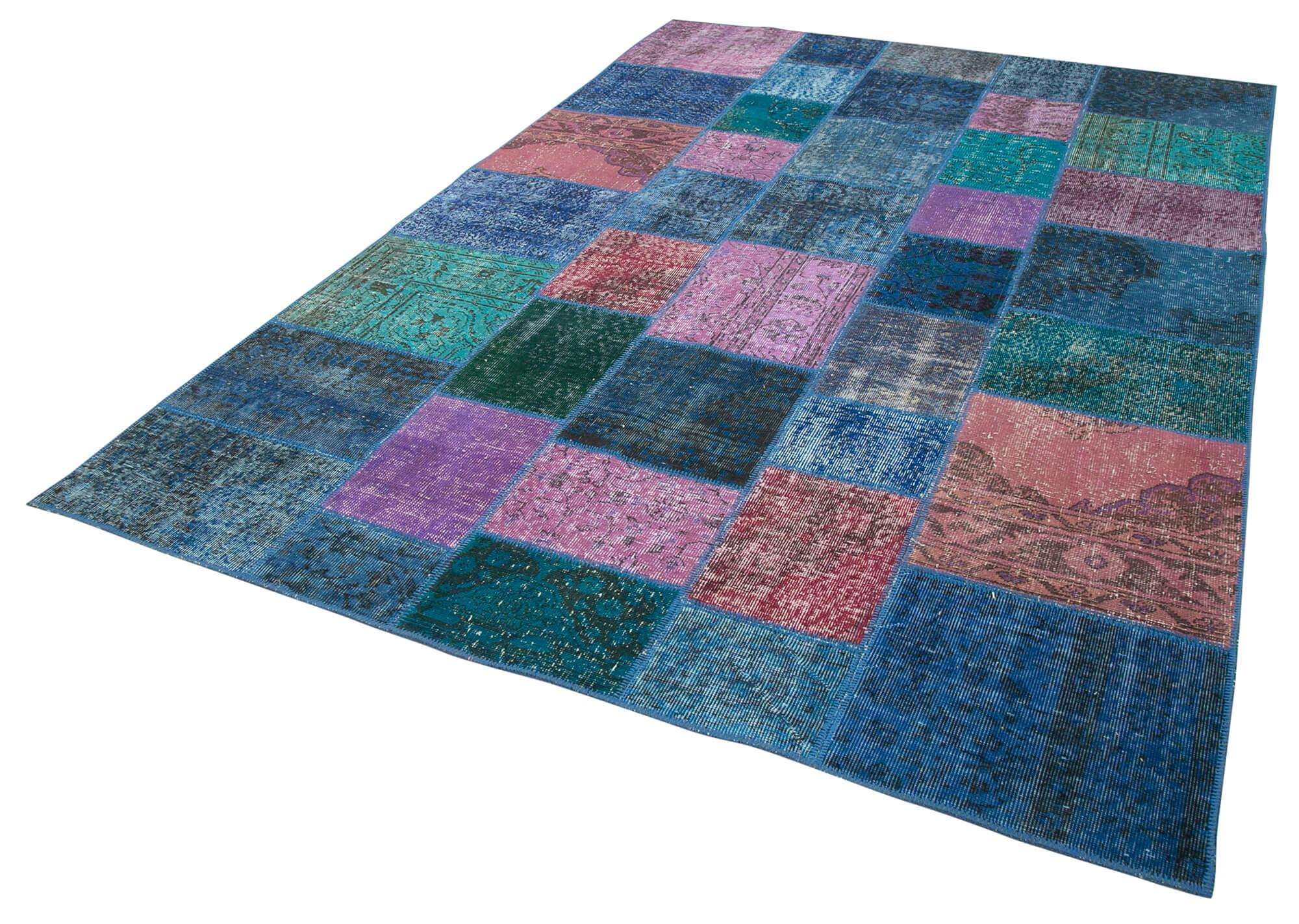 7 x 10 Blue Patchwork Rug - 727