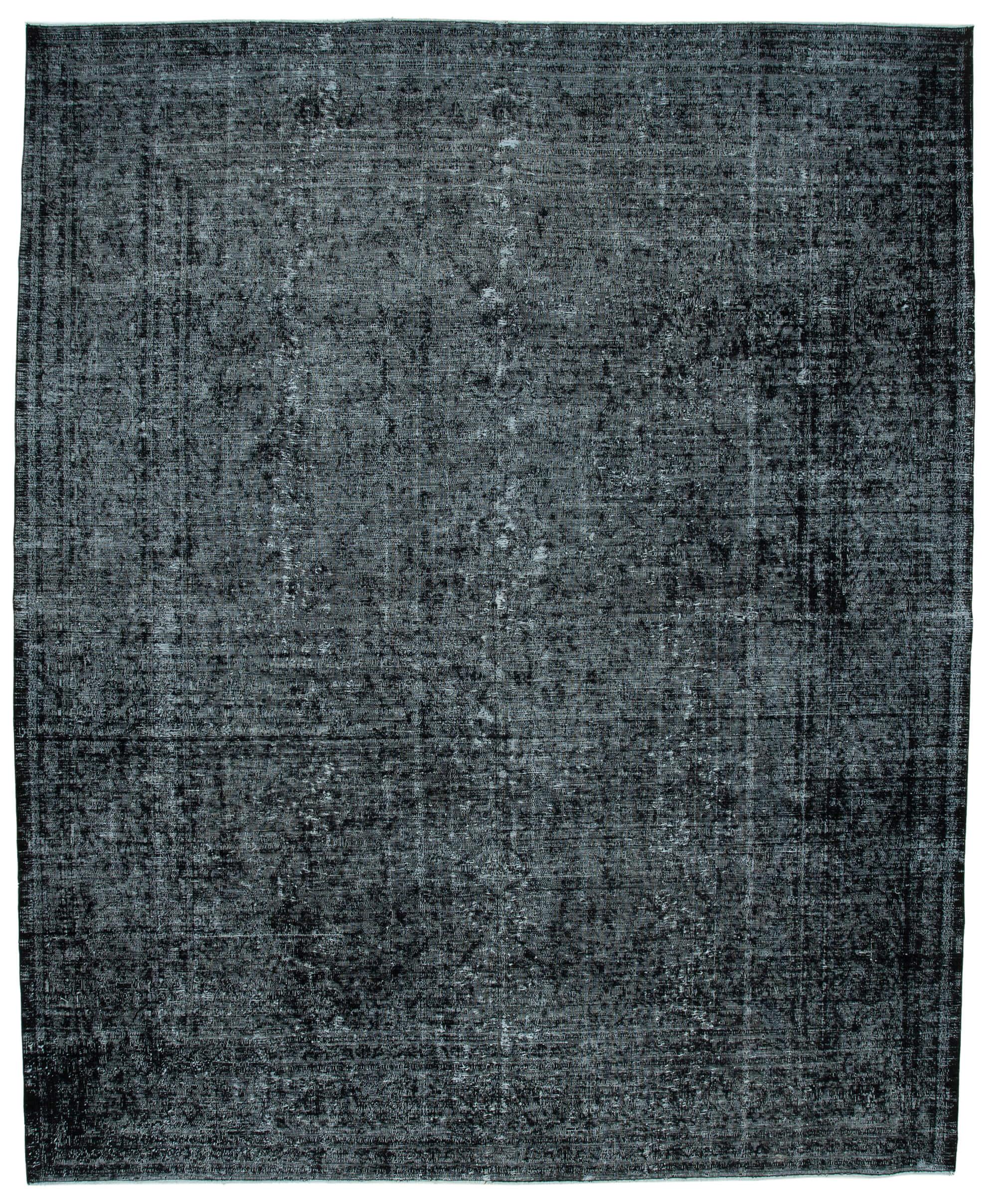 10 x 12 Black Overdyed Large Area Rug - 1147