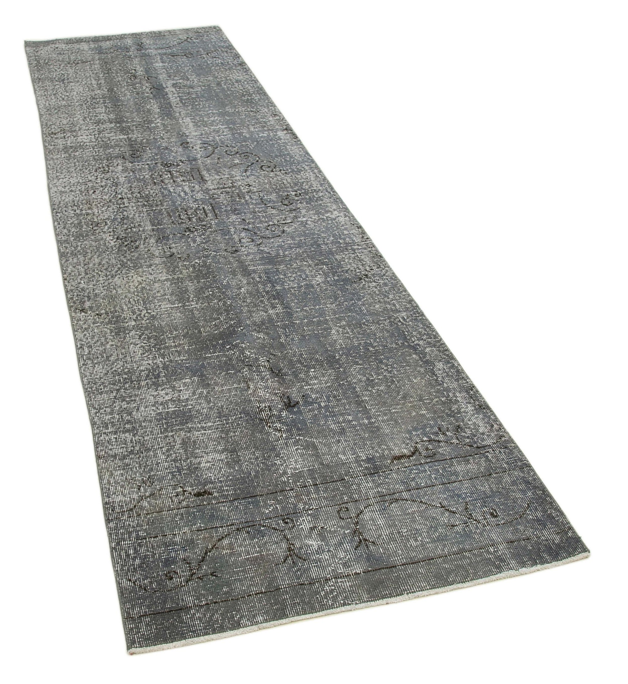 3 x 10 Grey Overdyed Runner Rug - 1309