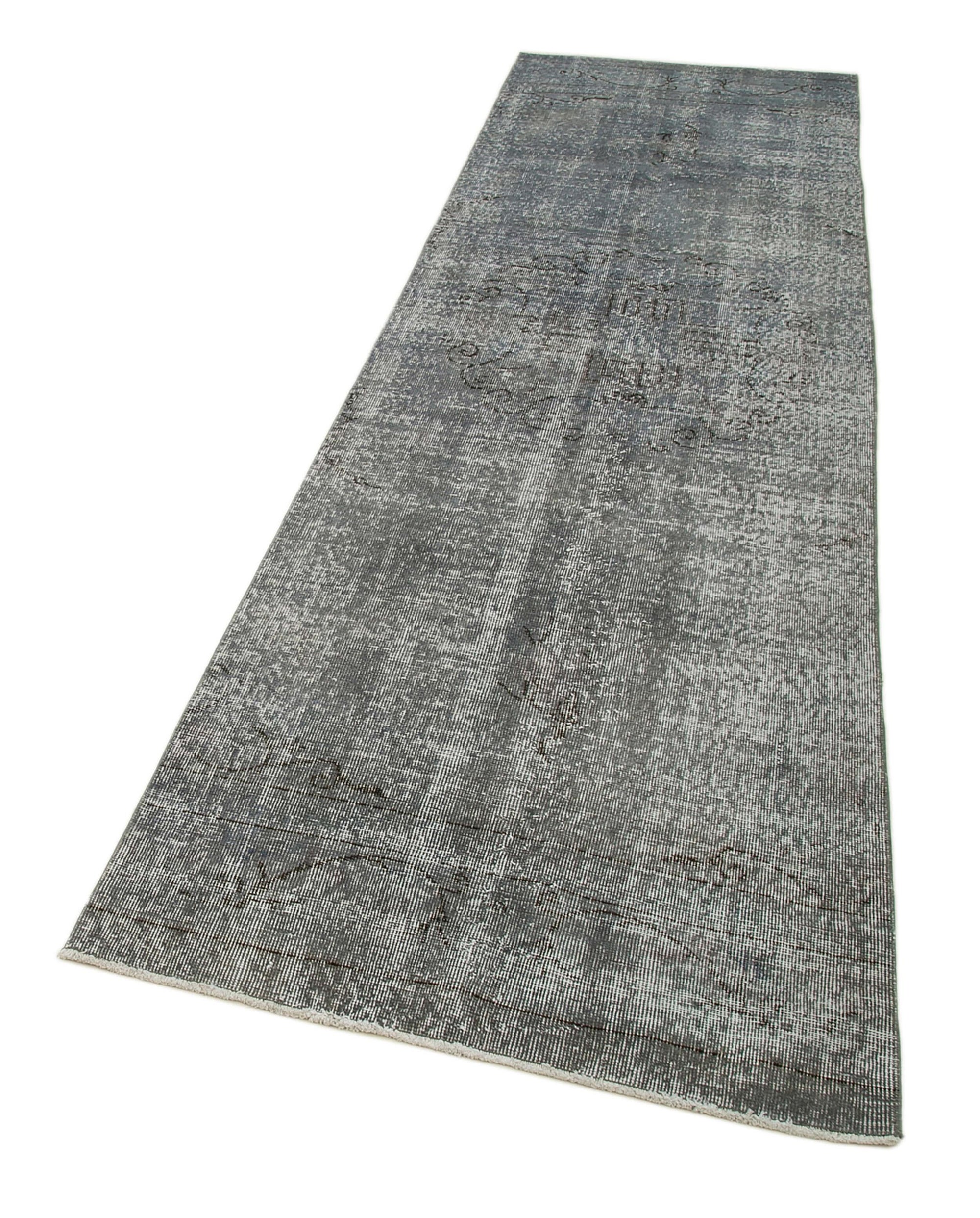 3 x 10 Grey Overdyed Runner Rug - 1309