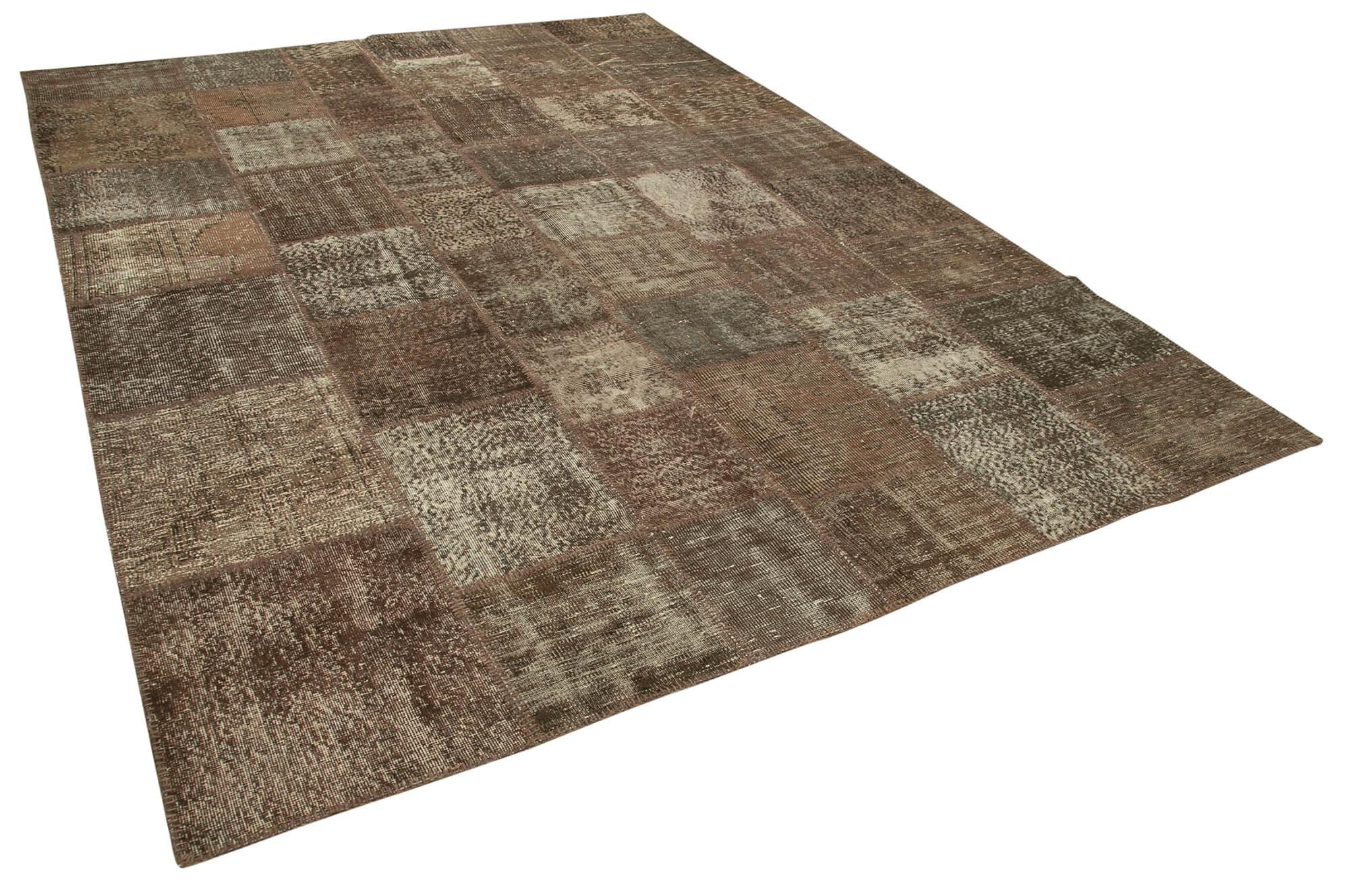 8 x 11 Brown Patchwork Rug- 1373