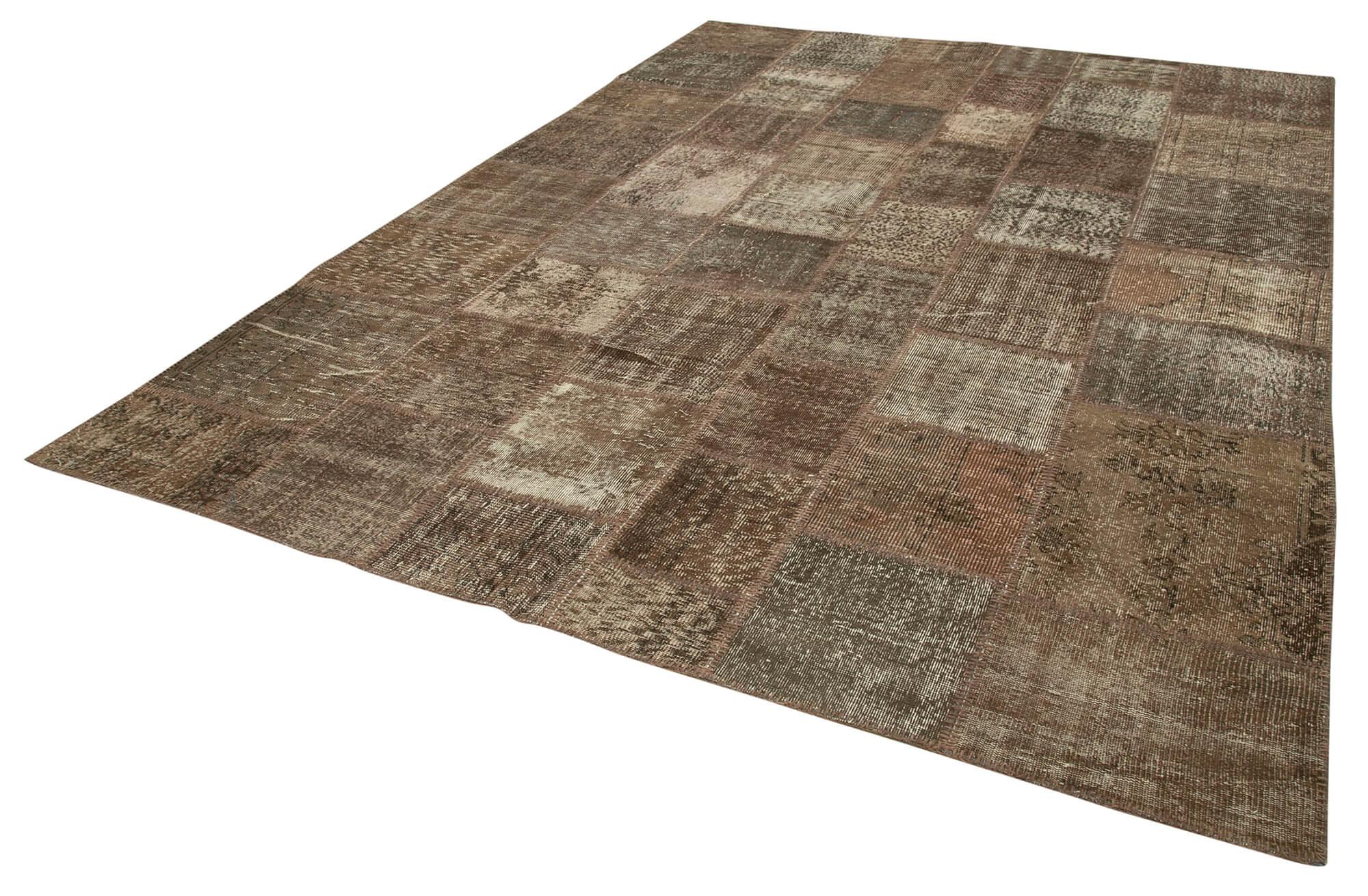 8 x 11 Brown Patchwork Rug- 1373