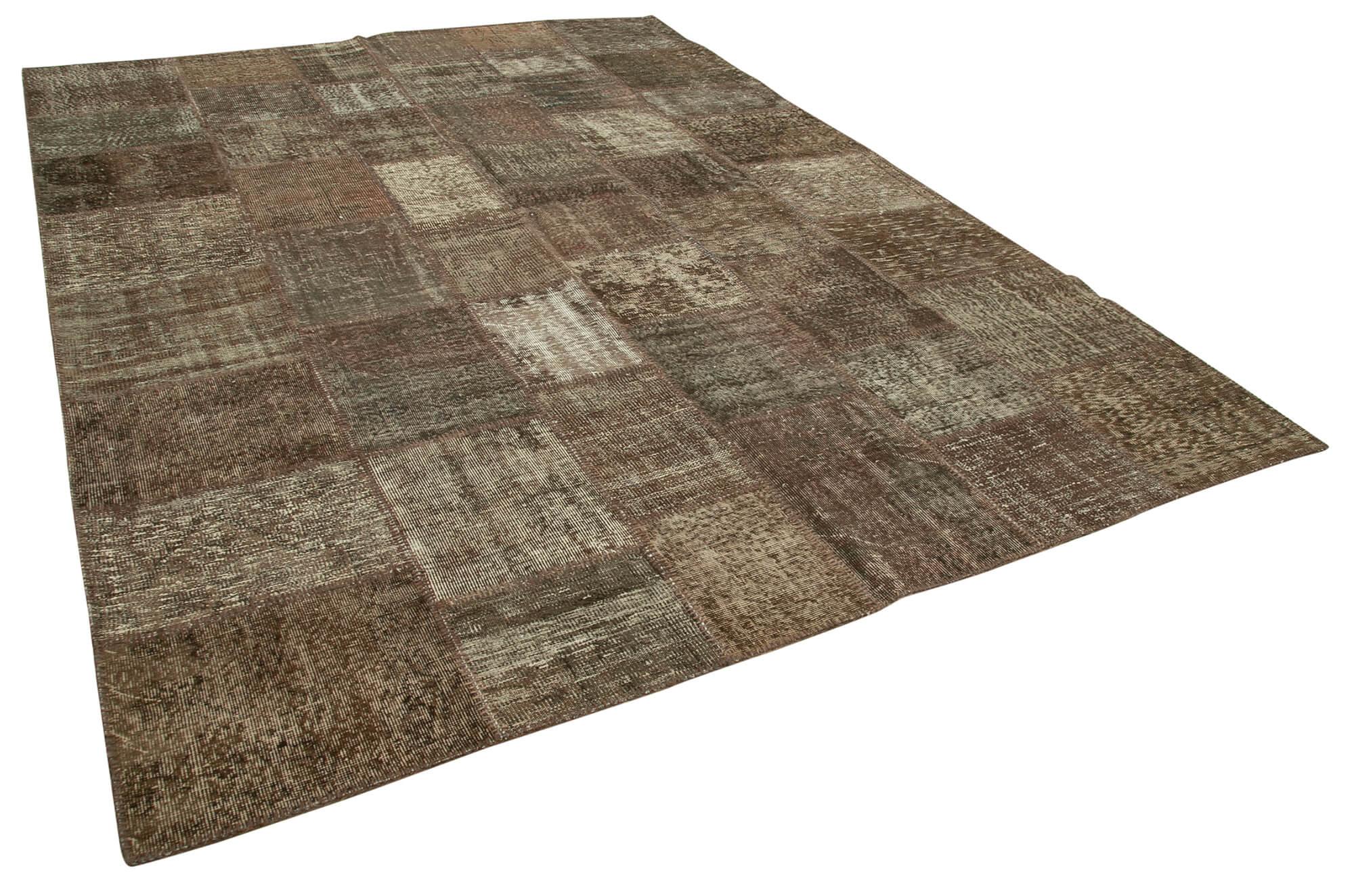 8 x 11 Brown Patchwork Rug- 1374