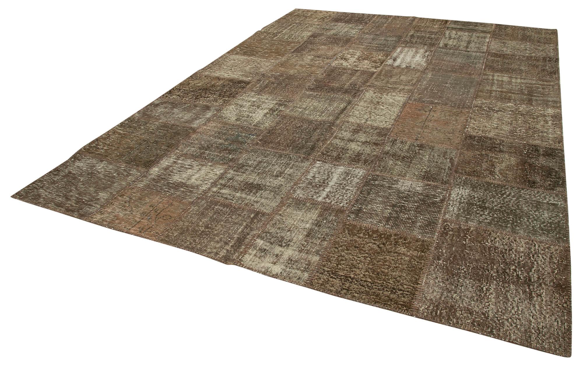 8 x 11 Brown Patchwork Rug- 1374