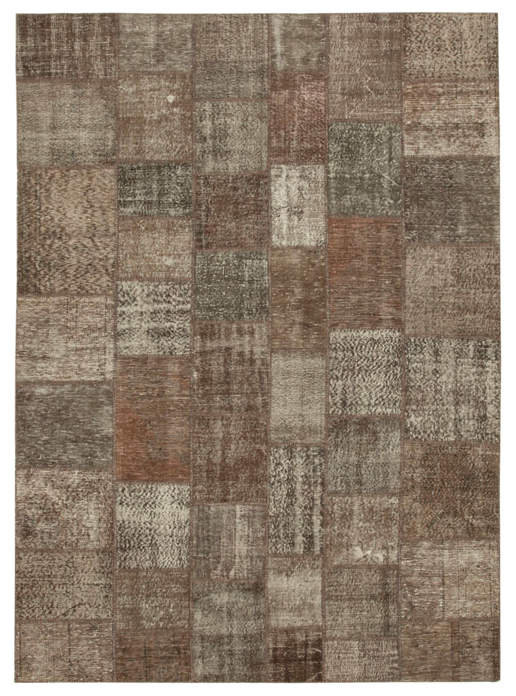 8 x 11 Brown Patchwork Rug- 1378