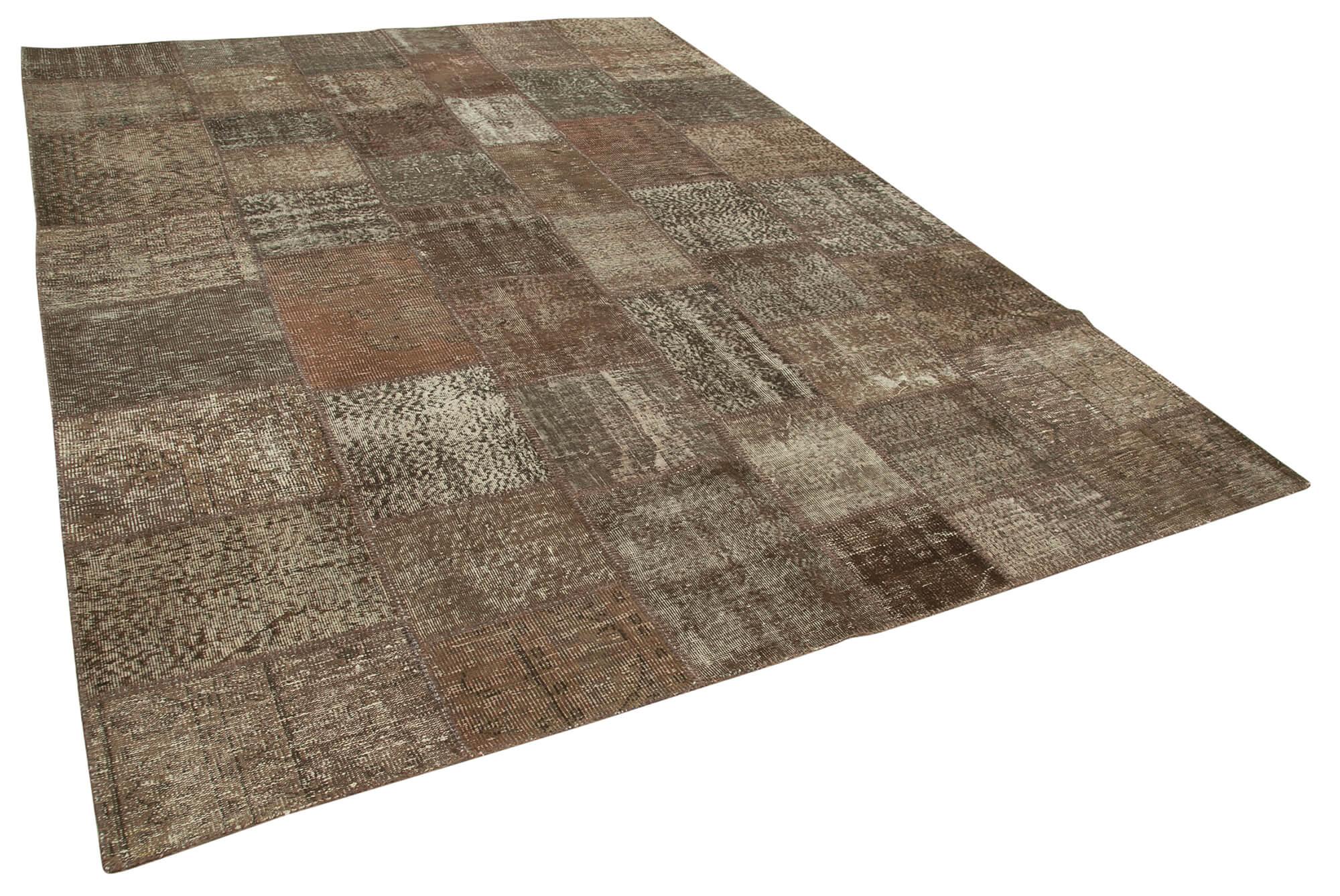 8 x 11 Brown Patchwork Rug- 1378