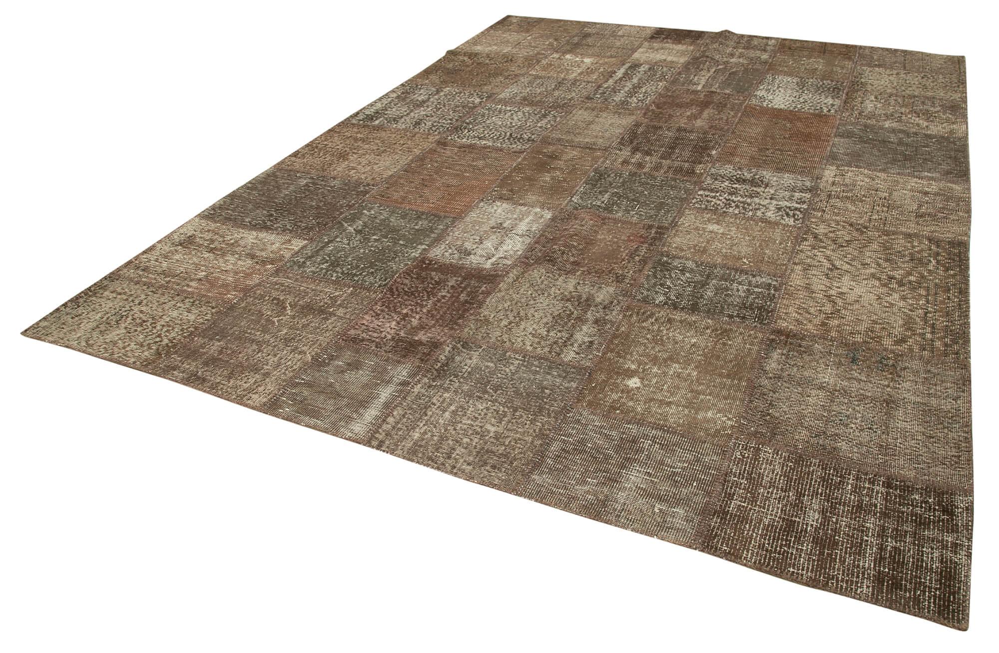 8 x 11 Brown Patchwork Rug- 1378