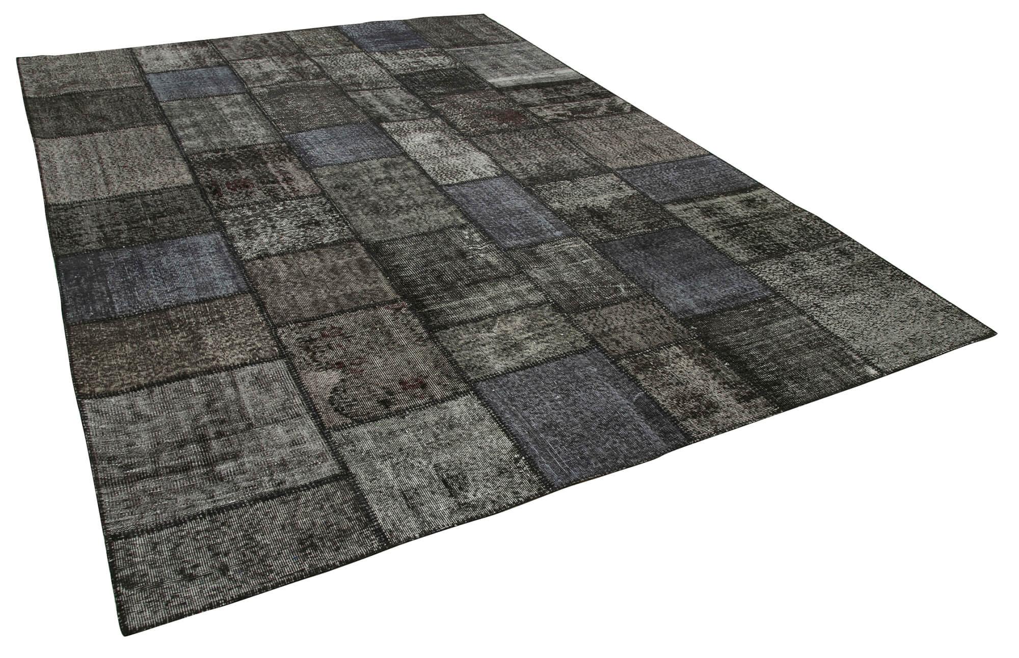 8 x 12 Black Patchwork Rug- 1381