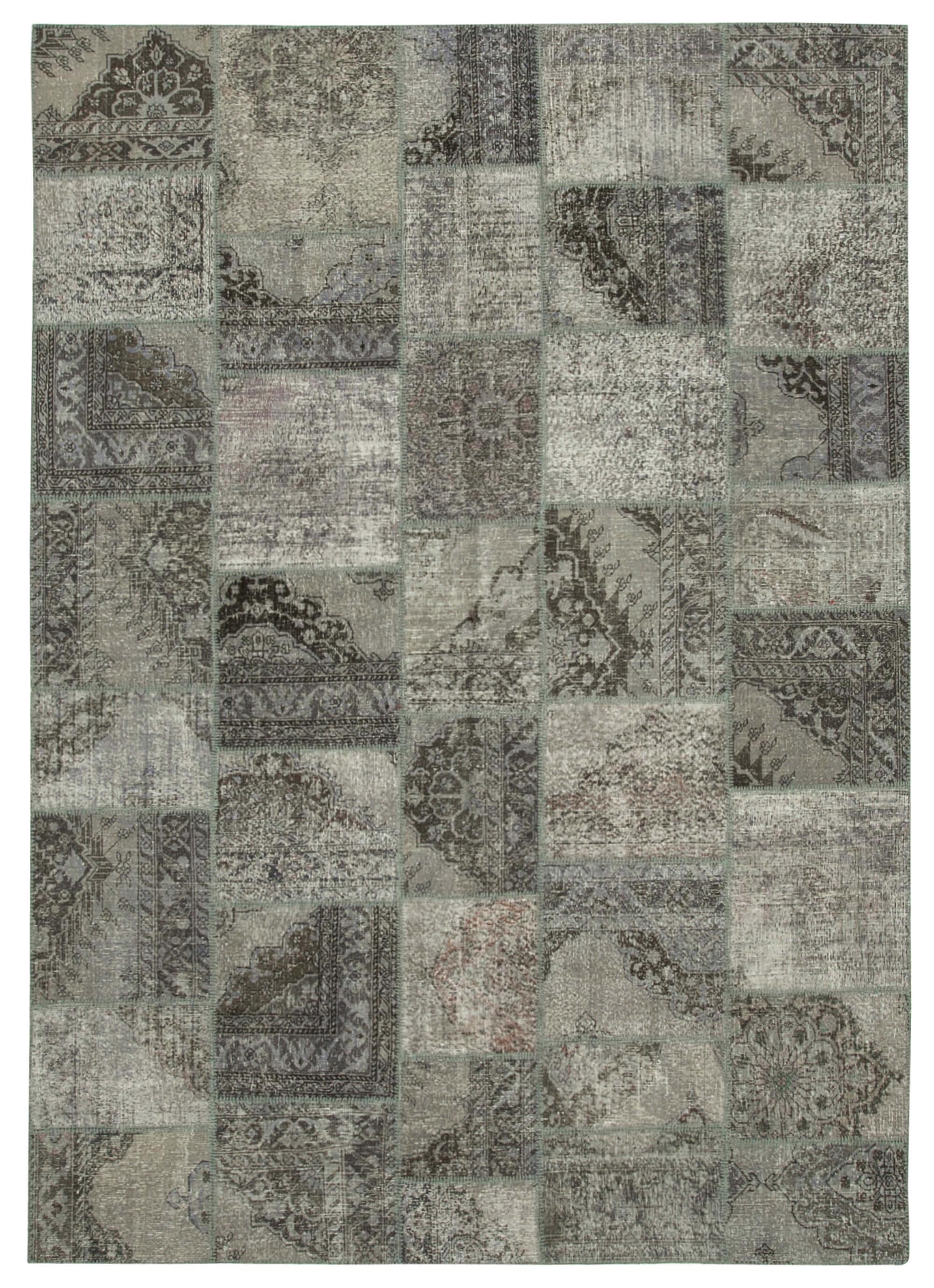 8 x 12 Grey Patchwork Rug- 1383