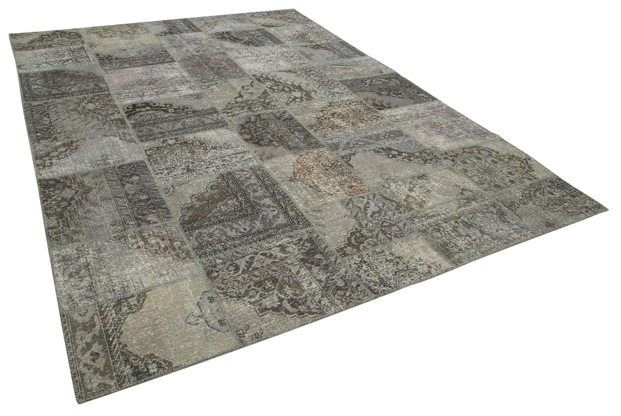 8 x 12 Grey Patchwork Rug- 1383