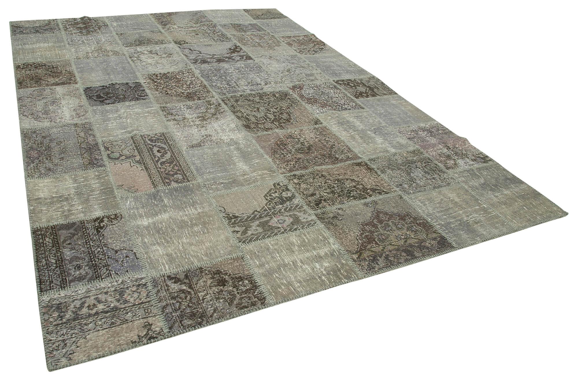 8 x 12 Grey Patchwork Rug- 1385