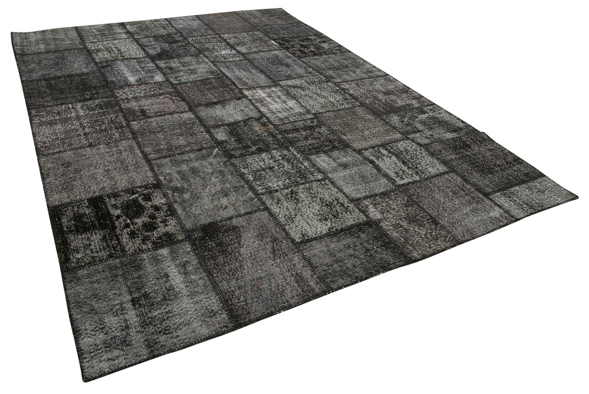 8 x 11 Black Patchwork Rug- 1386