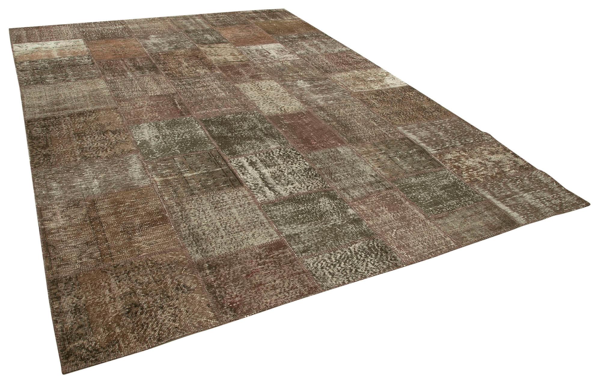 8 x 12 Brown Patchwork Rug- 1388