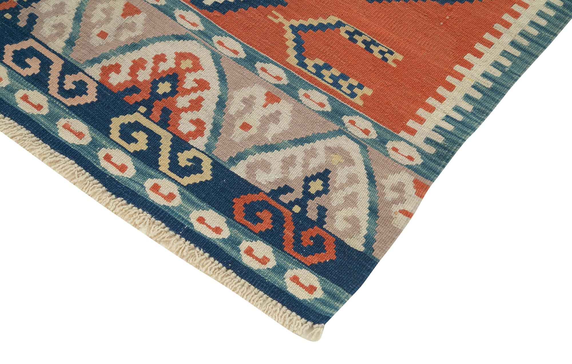 4 x 5 Orange Oriental Kilim Rug - 1484