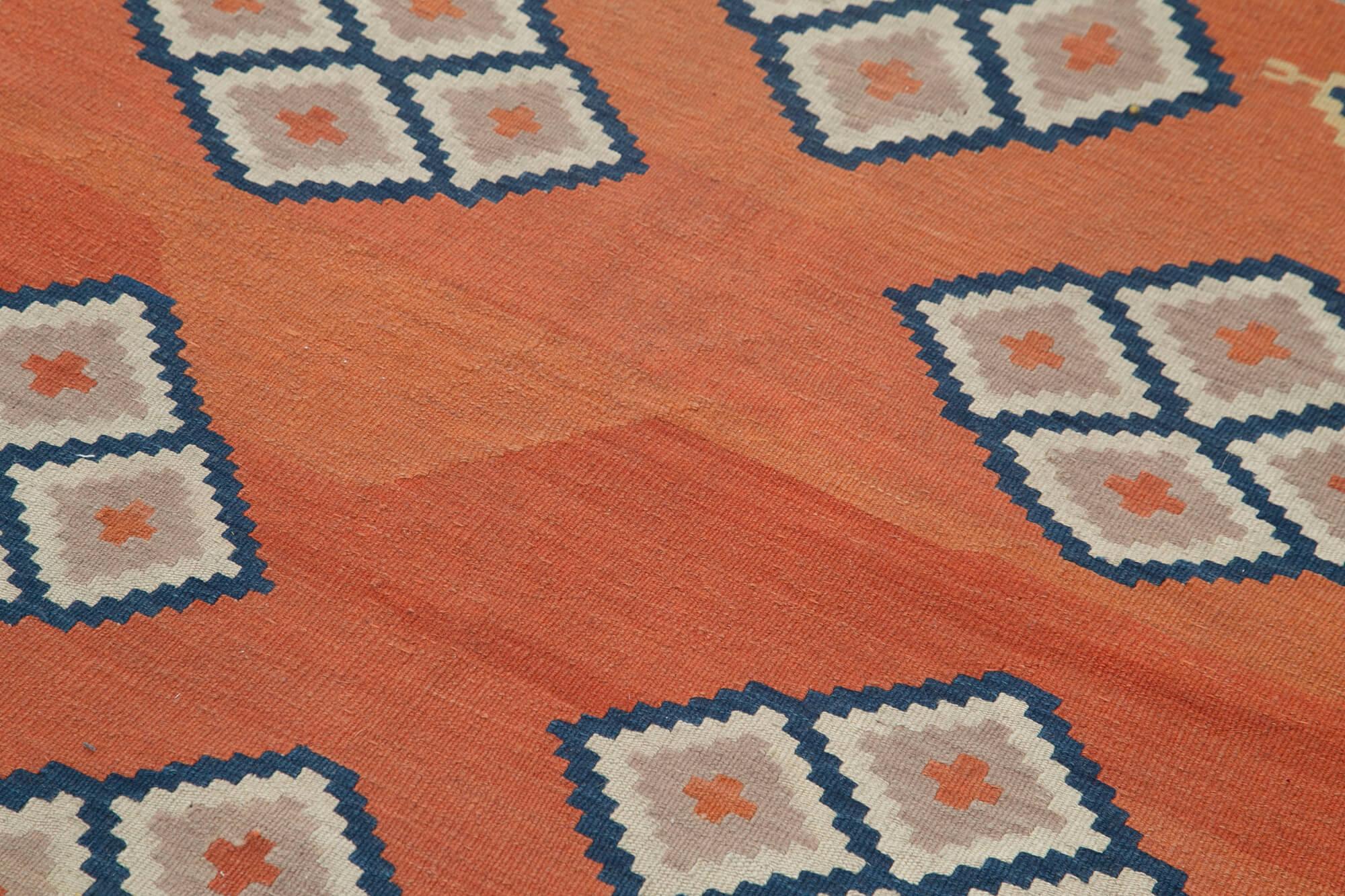 4 x 5 Orange Oriental Kilim Rug - 1484