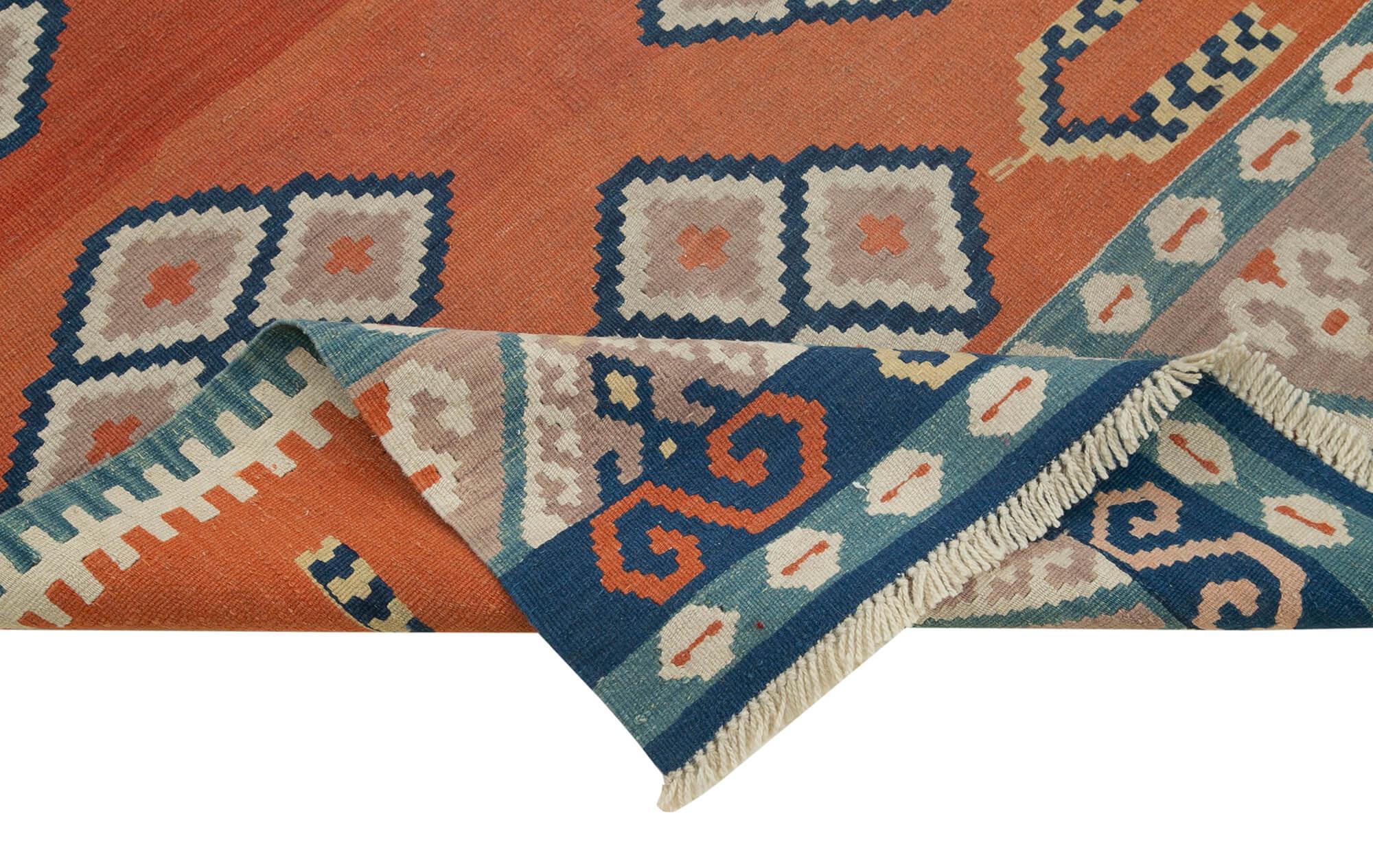 4 x 5 Orange Oriental Kilim Rug - 1484