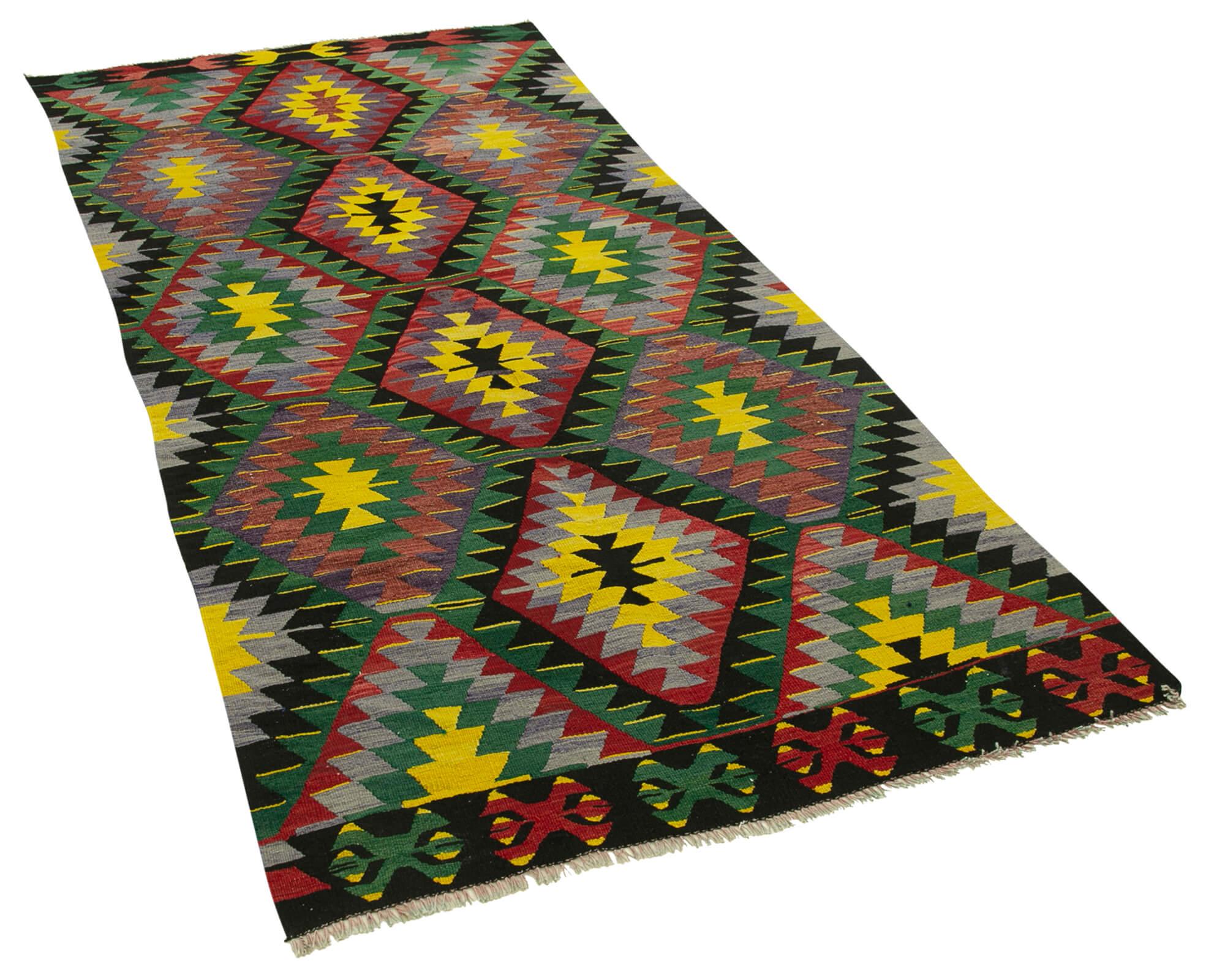 4 x 8 Yellow Oriental Kilim Rug - 1486