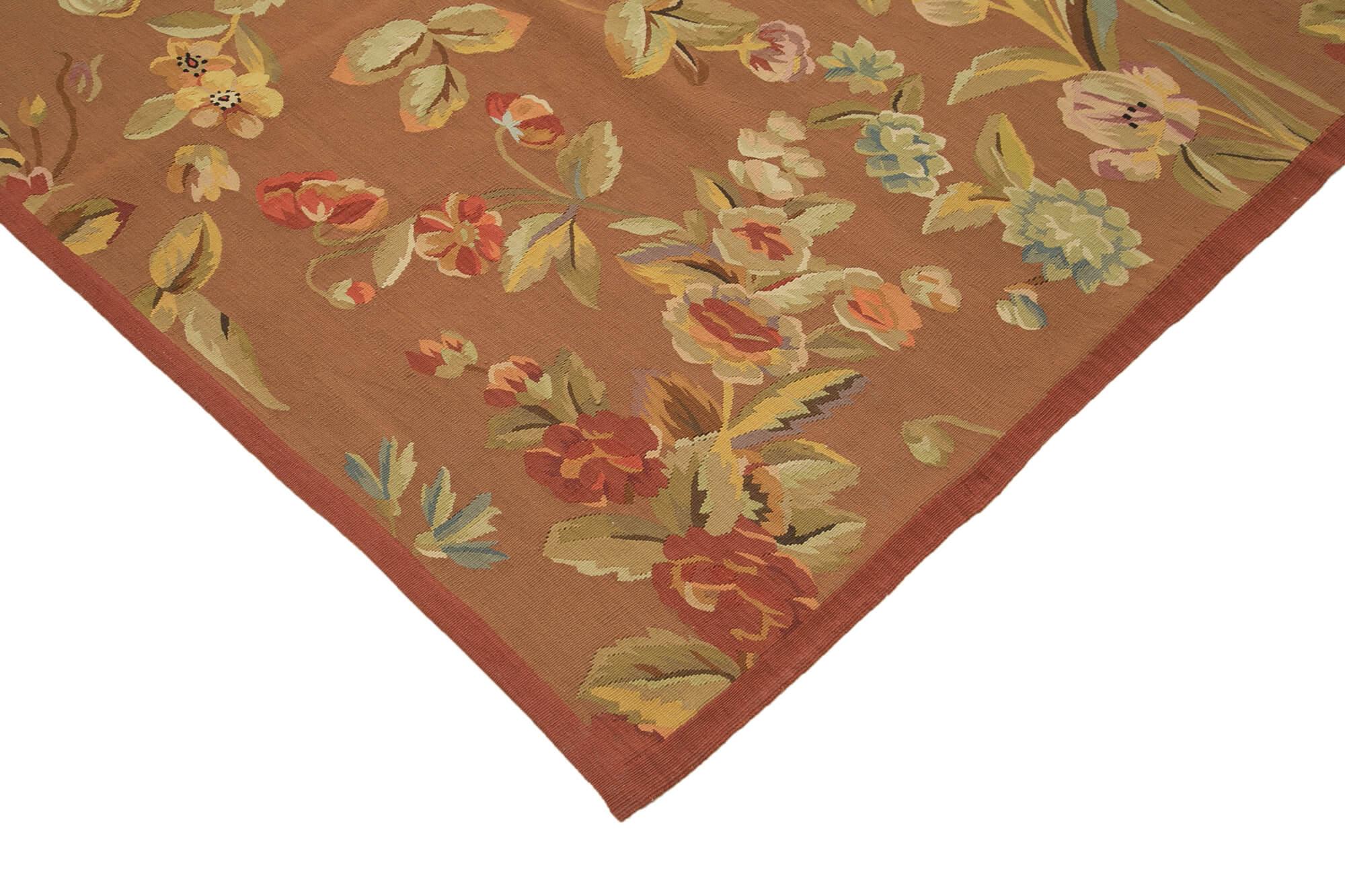 9 x 12 Brown Aubusson Kilim - 1494