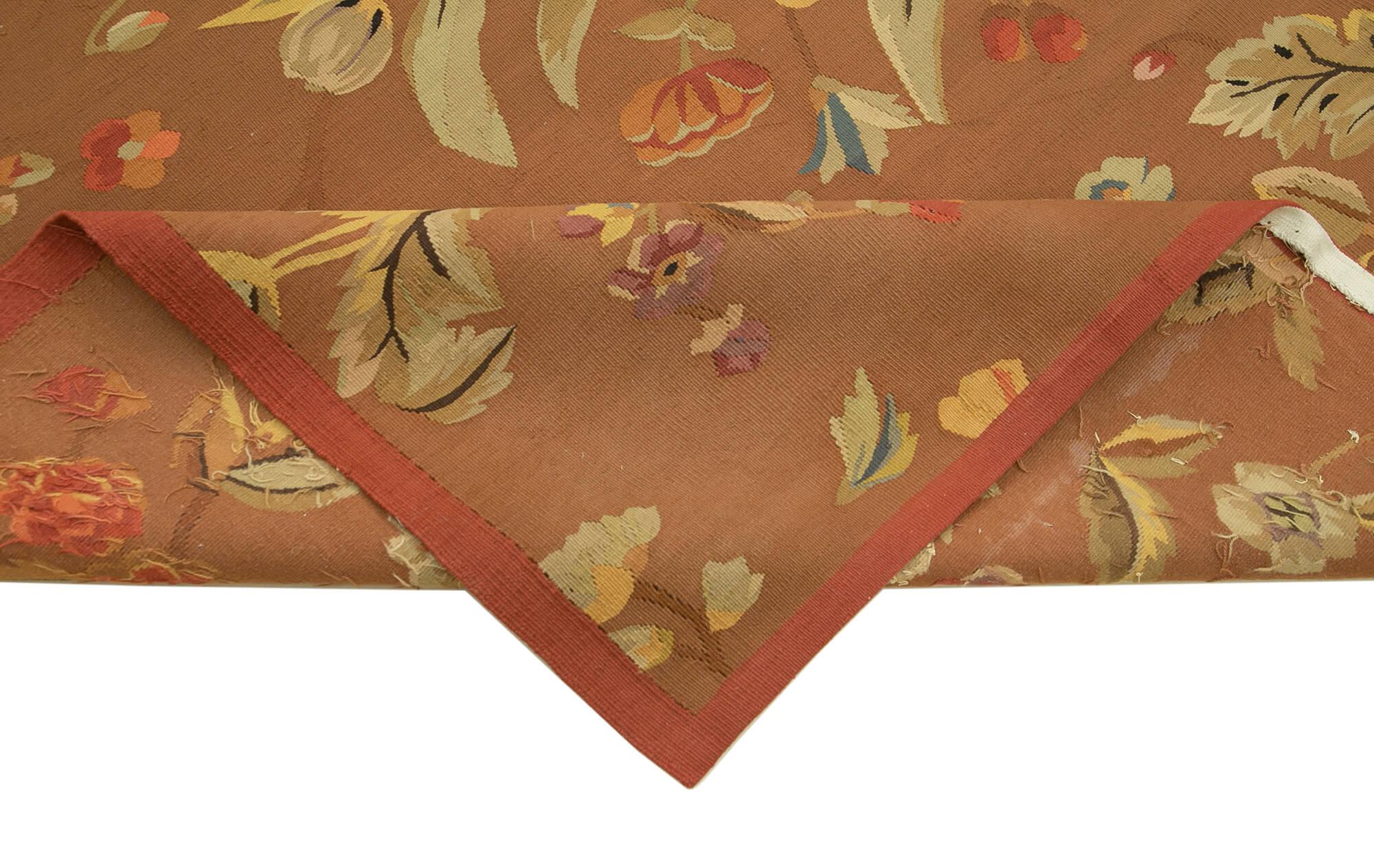 9 x 12 Brown Aubusson Kilim - 1496